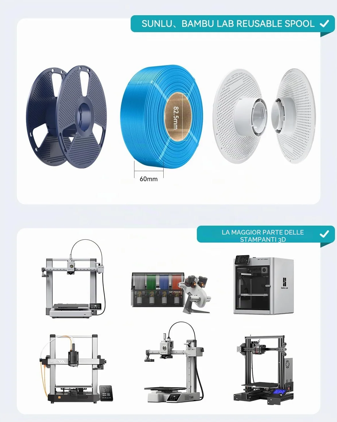 SUNLU Rapido PETG Refill Filamento 3D 1.75mm 4KG Alta Velocità 30-600mm/s Matt Senza Bobina Compatibile Bambu Lab Nero/Bianco/Rosso/Blu
