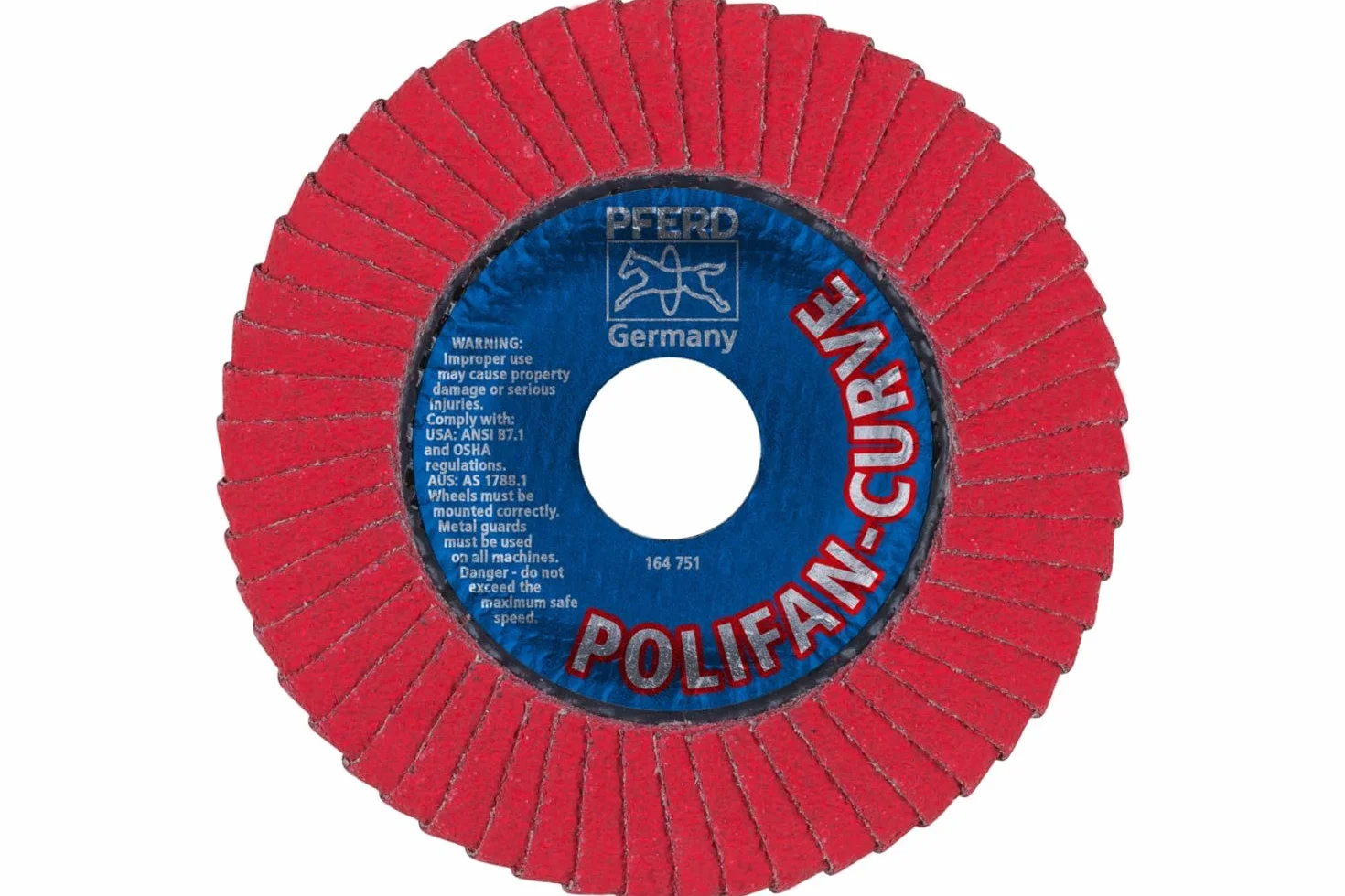 Pferd, 67258, Polifan Pfr curva radiale tipo disco lamellare, ossido di ceramica, diametro 4 – 1/5,1 cm, 5/8 – 11 thread, 13300 rpm, 60 Grit