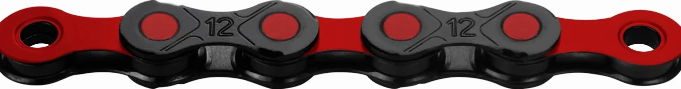 KMC DLC12 - Catena a 12 velocità, cerata, colore: nero/rosso, 126 maglie