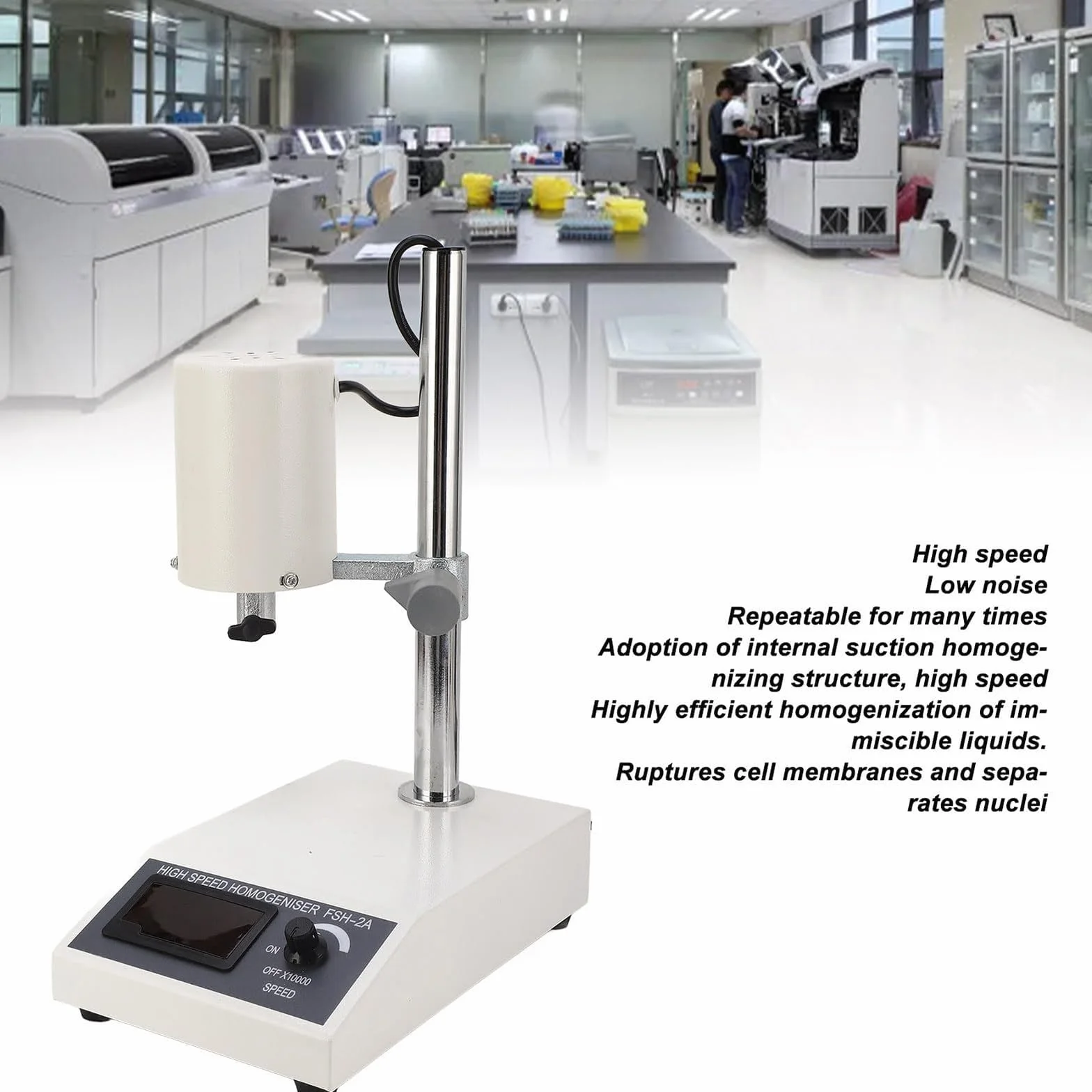 Dispersore da laboratorio, RPM ad alta velocità regolabile con teste multiple per un'efficiente miscelazione ed emulsionazione dei campioni, ideale per ricerca e sperimentazione