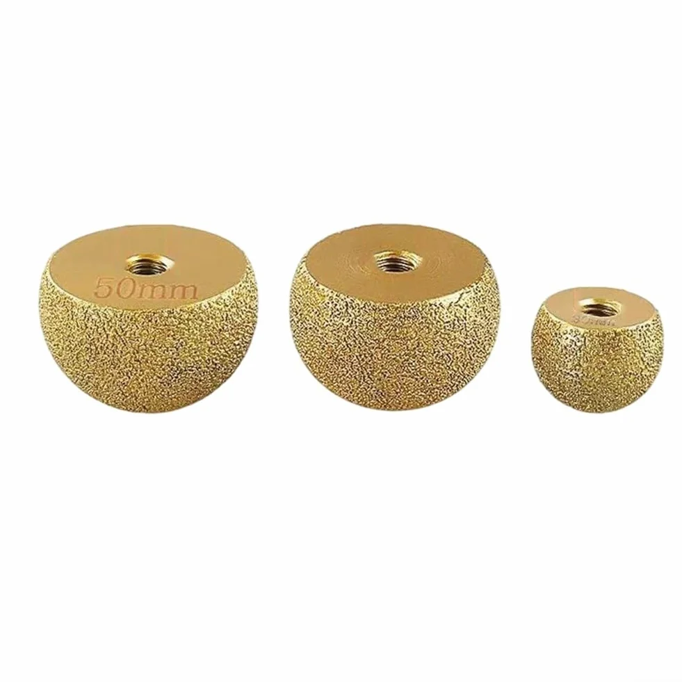 Mola diamantata a forma di fungo 10 mm per smerigliatrice angolare brasata vetro pietra finitura oro 3 pezzi