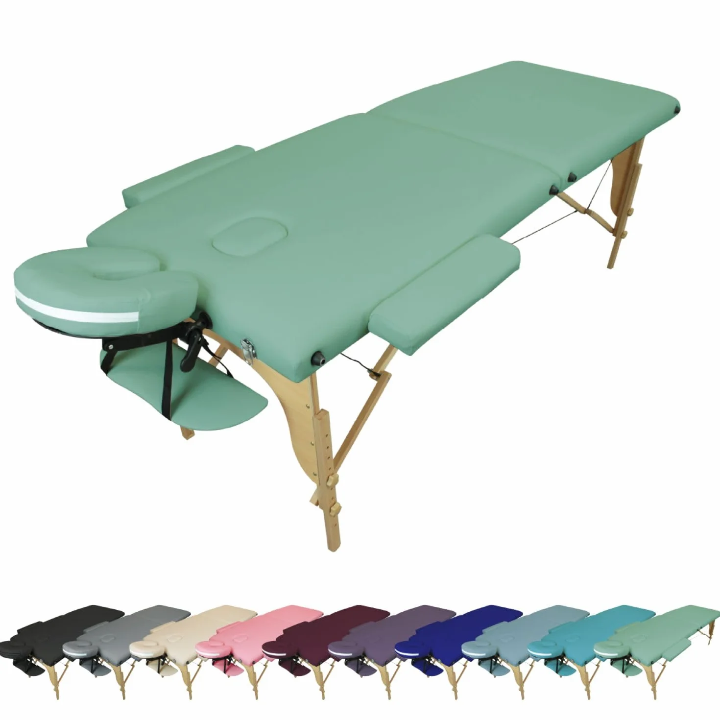 Vivezen - Tavolo, Lettino da massaggio pieghevole a 2 zone in legno con pannello Reiki + Accessori e custodia per il trasporto