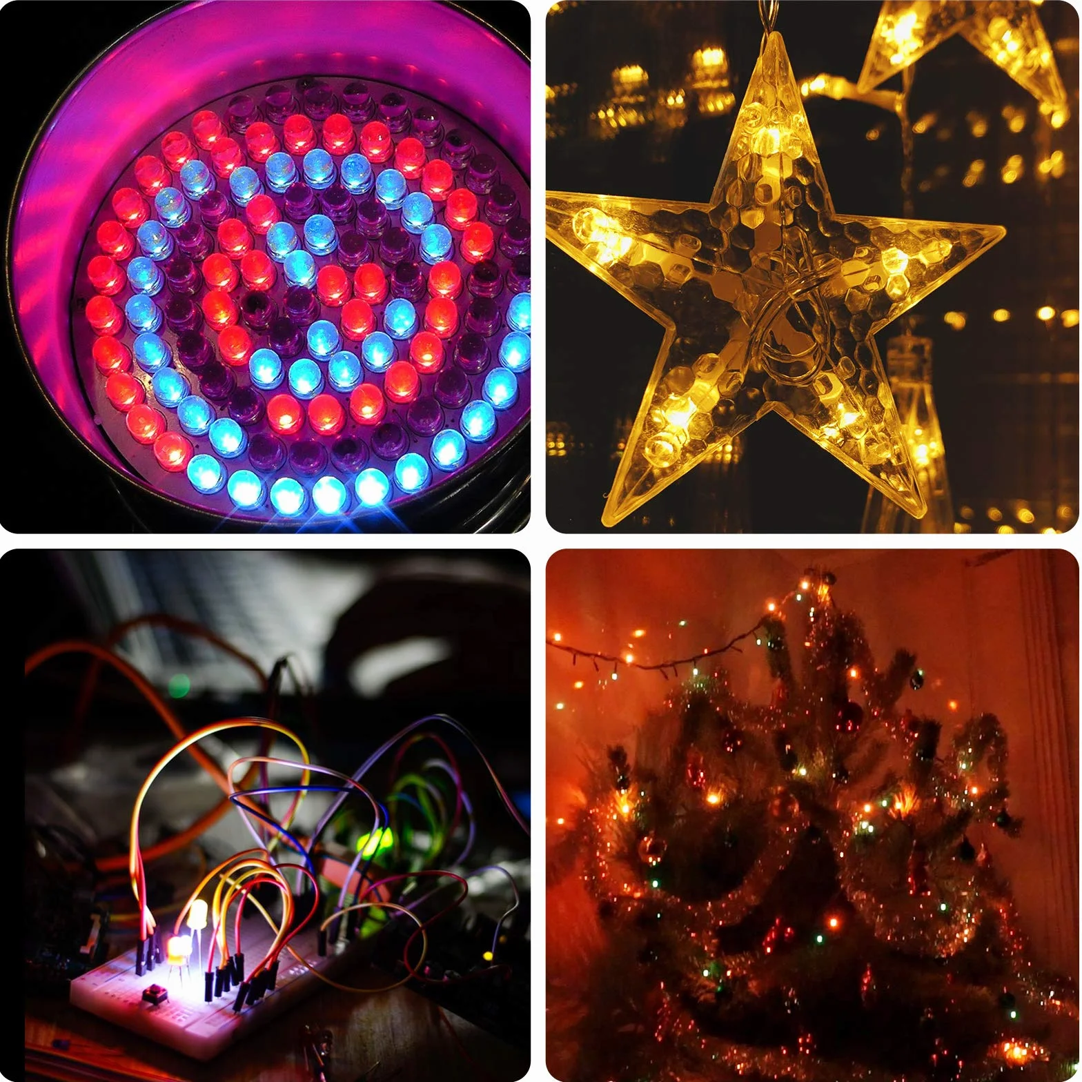 DiCUNO 100PCS 5mm LED diodi, diodi emettitori di luce RGB lampeggianti lenti, multicolore 5MM RGB vari LED 3.0-3.4 V, 20m