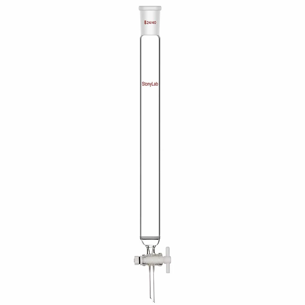 stonylab Colonna Cromatografia in Vetro Borosilicato, Chromatography Column 24/40 Giunto con Disco Frittato e Rubinetto di Arresto in PTFE, Lunghezza Effettiva 300 mm e Colonna O.D. 30 mm