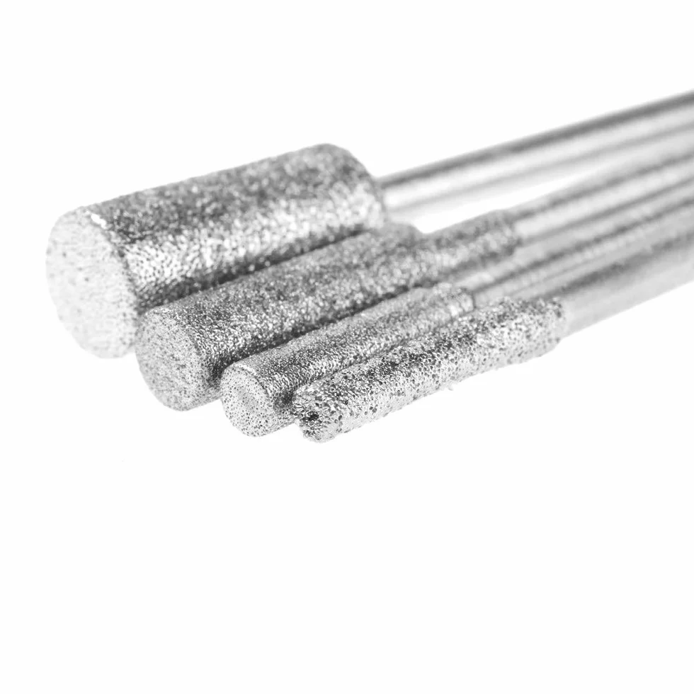 8 pezzi diamante taglio rettifica testa punte montate bit 2,35 mm gambo giada intaglio pietra lucidatura per utensile rotante, come mostrato