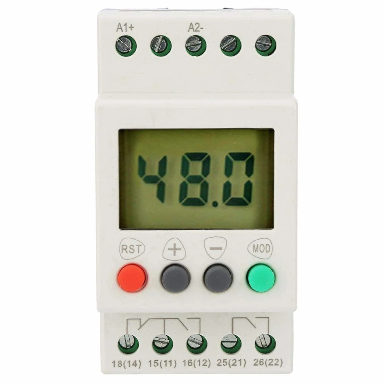 Relè di Protezione SVR1000, Sovratensione Sottotensione, AC/DC 20V-80V, Monofase, Display LCD, Installazione Guida DIN 35mm, 6A 250V