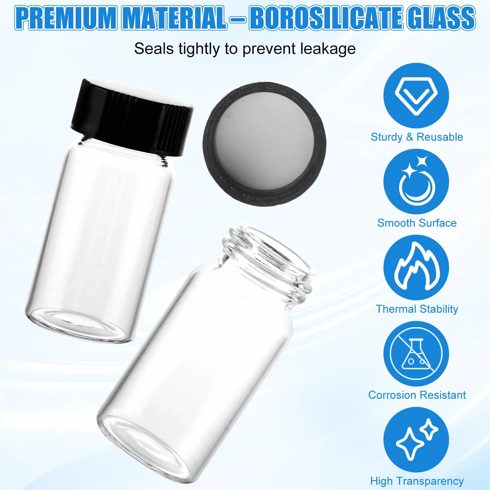 SHUESS 100 x 20 ml provette in vetro borosilicato con tappo a vite