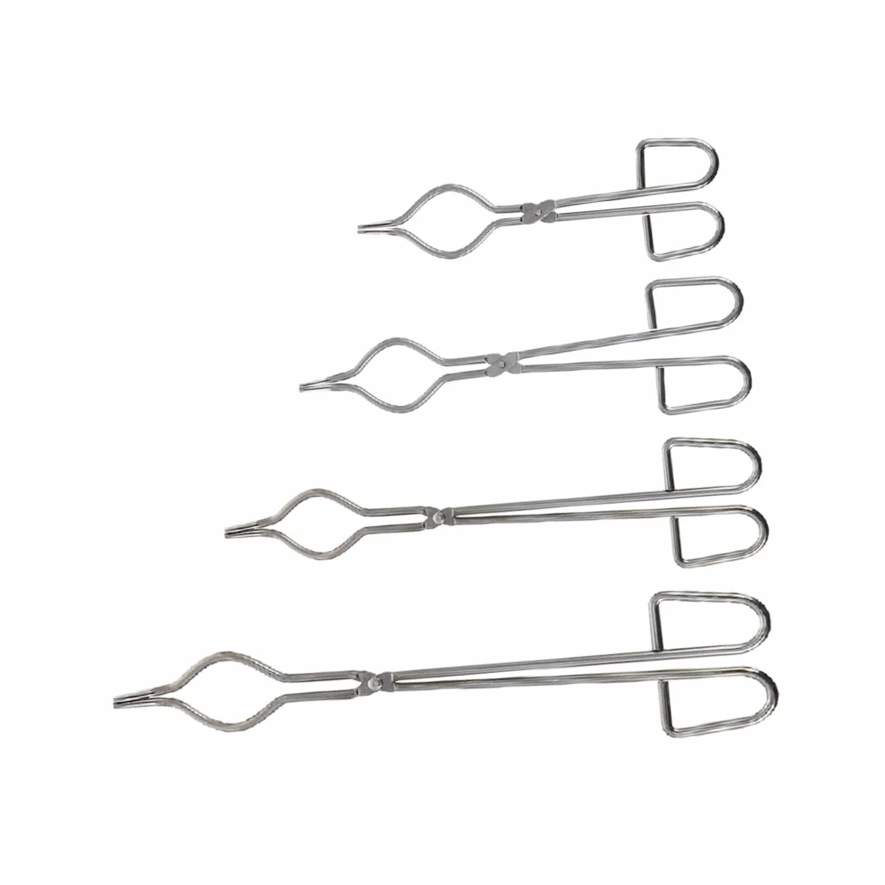 Morsetti Per Crogioli in Acciaio Inox Da Laboratorio 4 Pezzi (20-35 Cm) Pinze Resistenti Alla Corrosione Per Becher e Provette Uso Scientifico e Scolastico