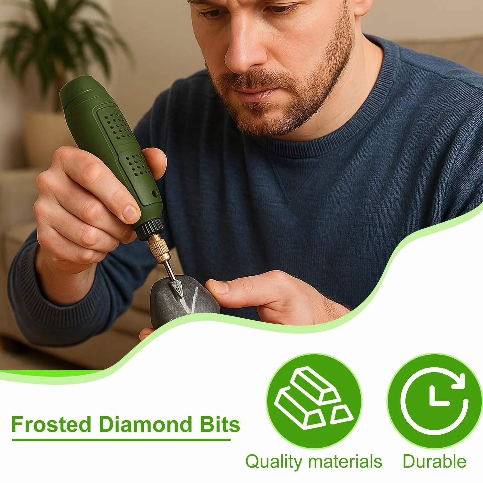 Set di 20 frese diamantate per utensili rotanti Dremel, accessori per pietra, vetro, ceramica, levigatura, lucidatura