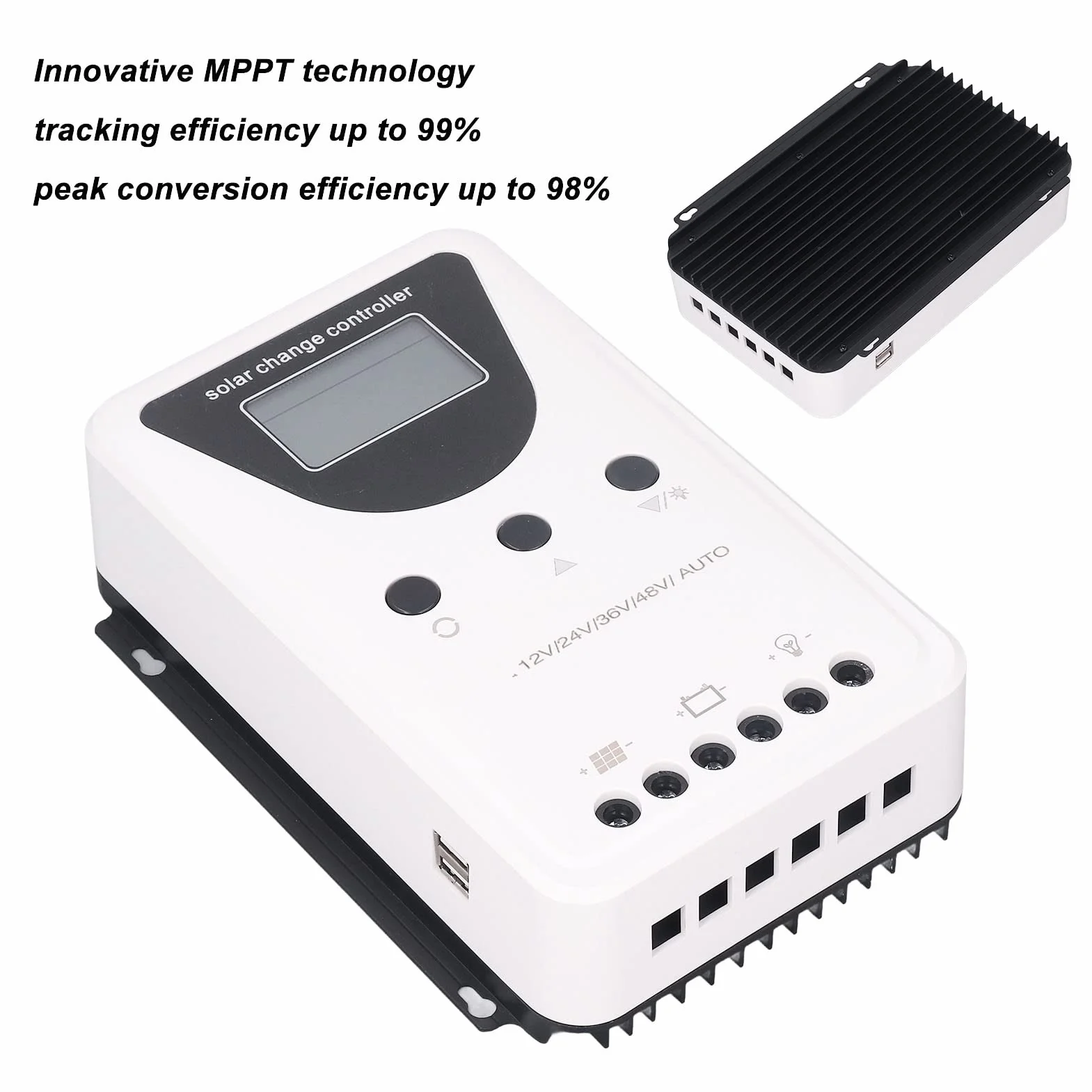 Regolatore di Carica Solare PWM Regolatore di Carica del Pannello Solare Regolatore Intelligente del Pannello Solare USB per Batterie Al Litio(100A)