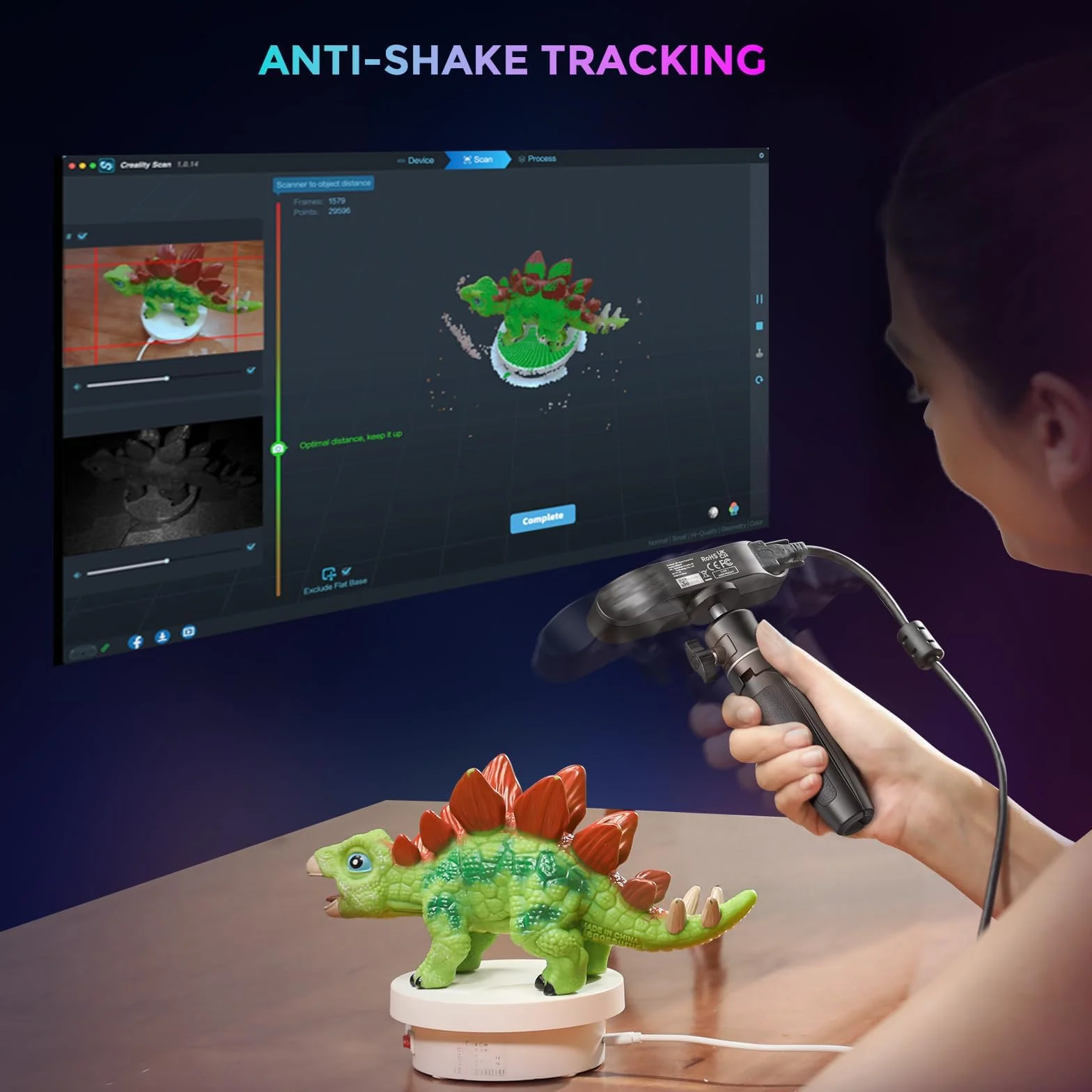 Creality CR-Ferret SE - Scanner 3D ad alta precisione da 0,1 mm, scanner 3D da desktop, area di scansione flessibile, anti-shake, 24 bit a colori