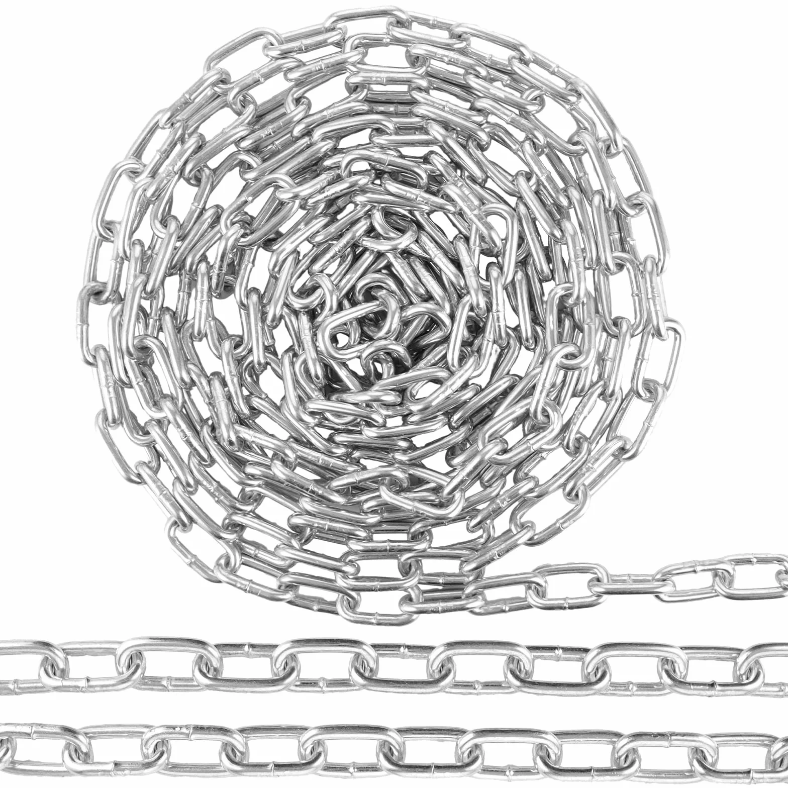 Catena in acciaio zincato, 6 metri, 6 mm di spessore, catena in metallo argentato, per catena a dondolo, catena lampada, catena di intercettazione