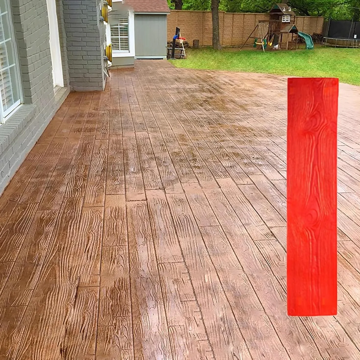 Timbro per calcestruzzo, per pavimenti in legno, realistico, con venature del legno, grande cuscinetto per timbri in cemento, per patio, giardino, parchi