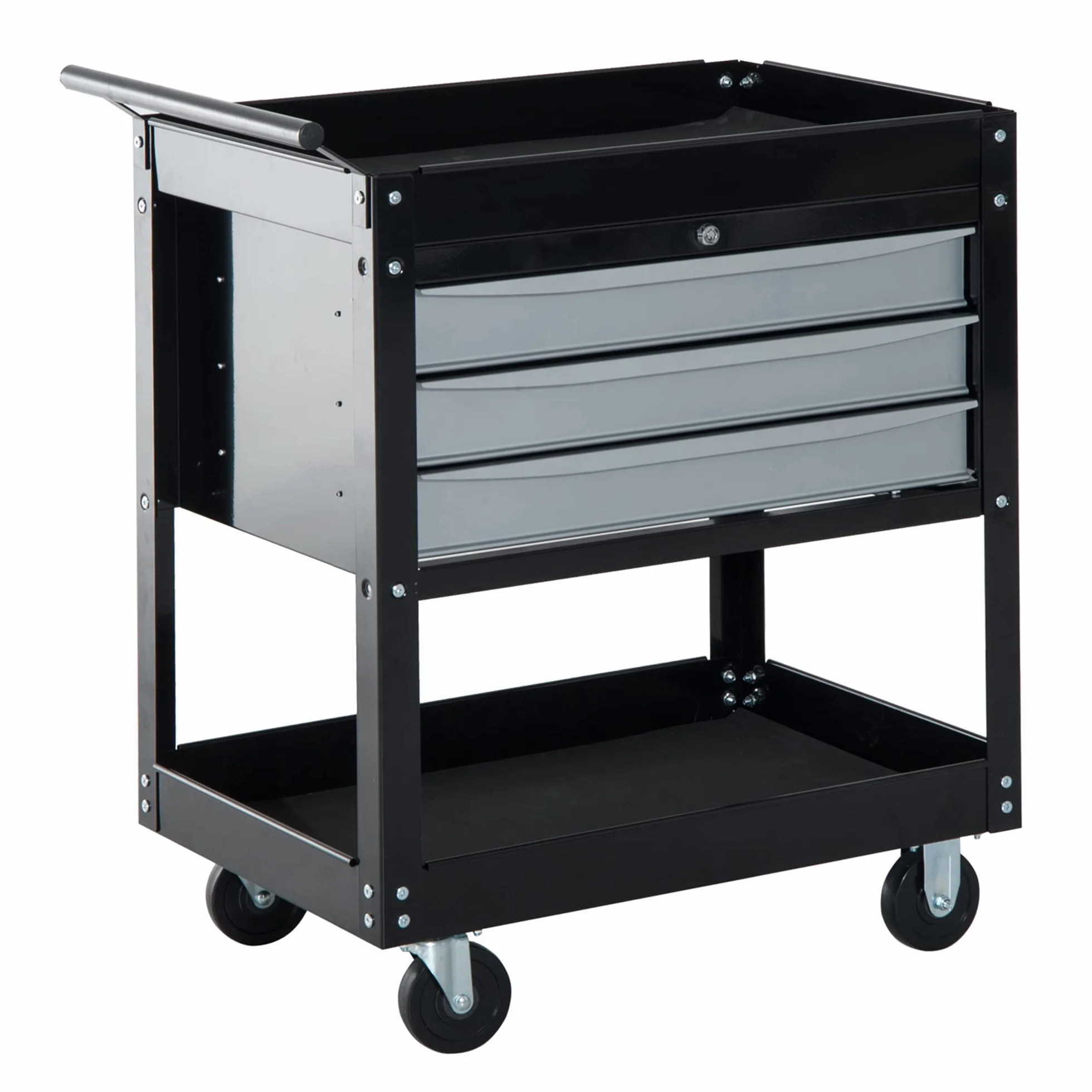 HOMCOM Carrello da Officina Professionale Cassettiera Portautensili in Lamiera, Nero, 68 x 46 x 88cm