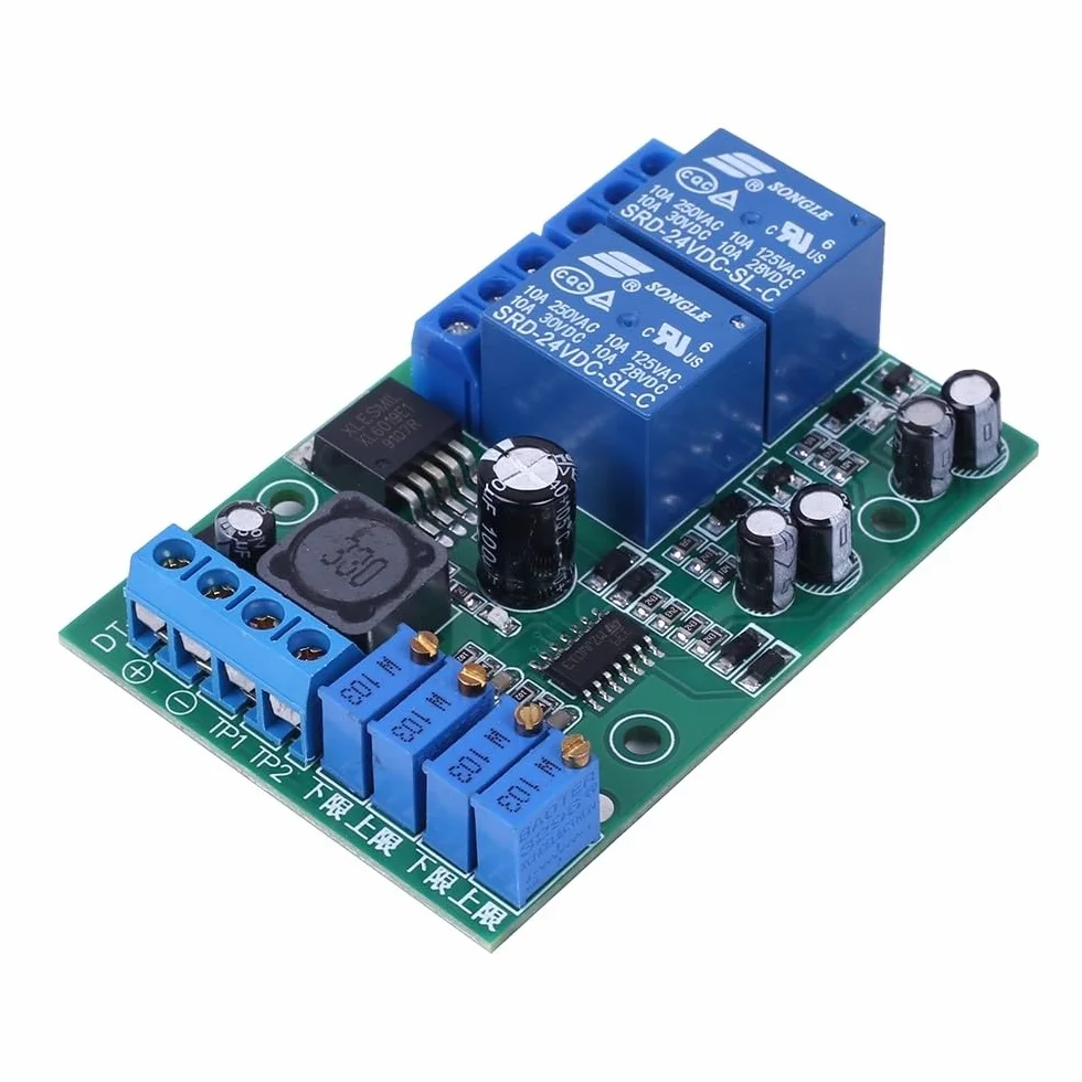 Comparatore di Tensione,Modulo Relè a 2 Canali DC 5V 12V 24V 2-CH Limite DT-122 Rilevatore di Soglia Segnale di Tensione