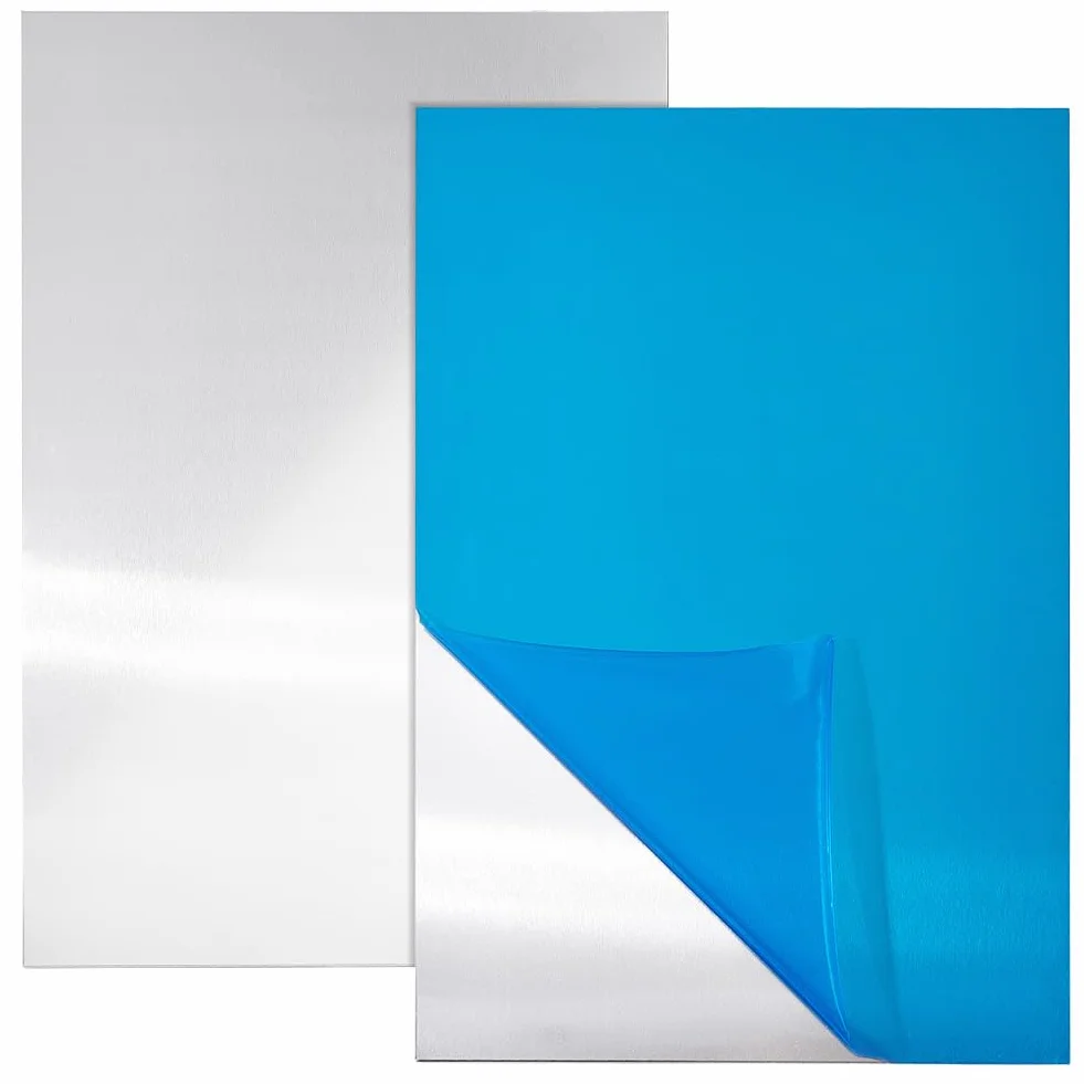 BENECREAT 2 Pezzi Lamiera d'Alluminio 20x30 cm, Piastra Rettangolare Robusta con Pellicola Protettiva per Decorazione, Imballaggio e Costruzione, Spessore 1,5 mm