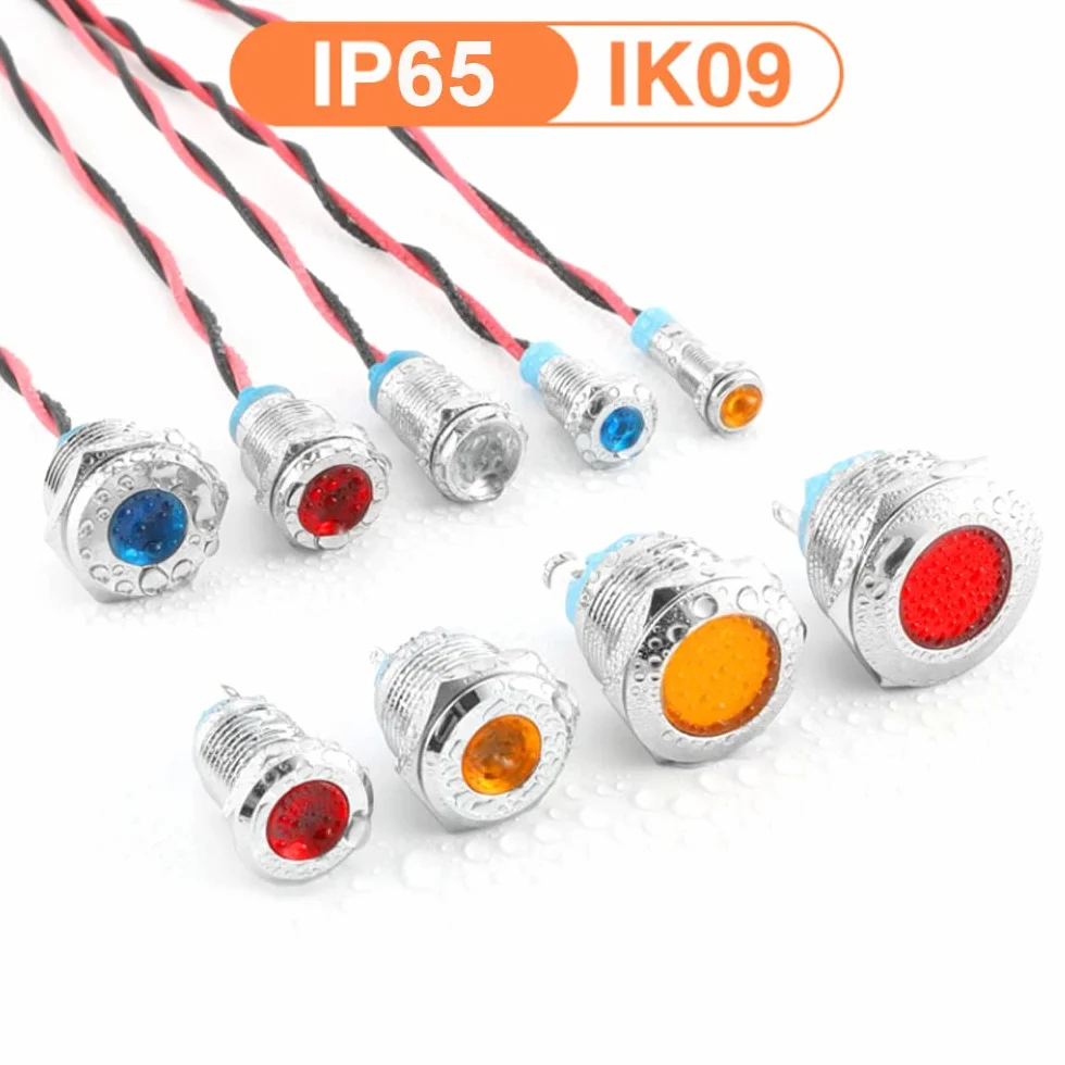 GUUZI Luminose a LED da 6mm, 220V-230V, Impermeabili con Piastra Metallica, Montaggio a Pannello, Testa Piatta (Bianco)