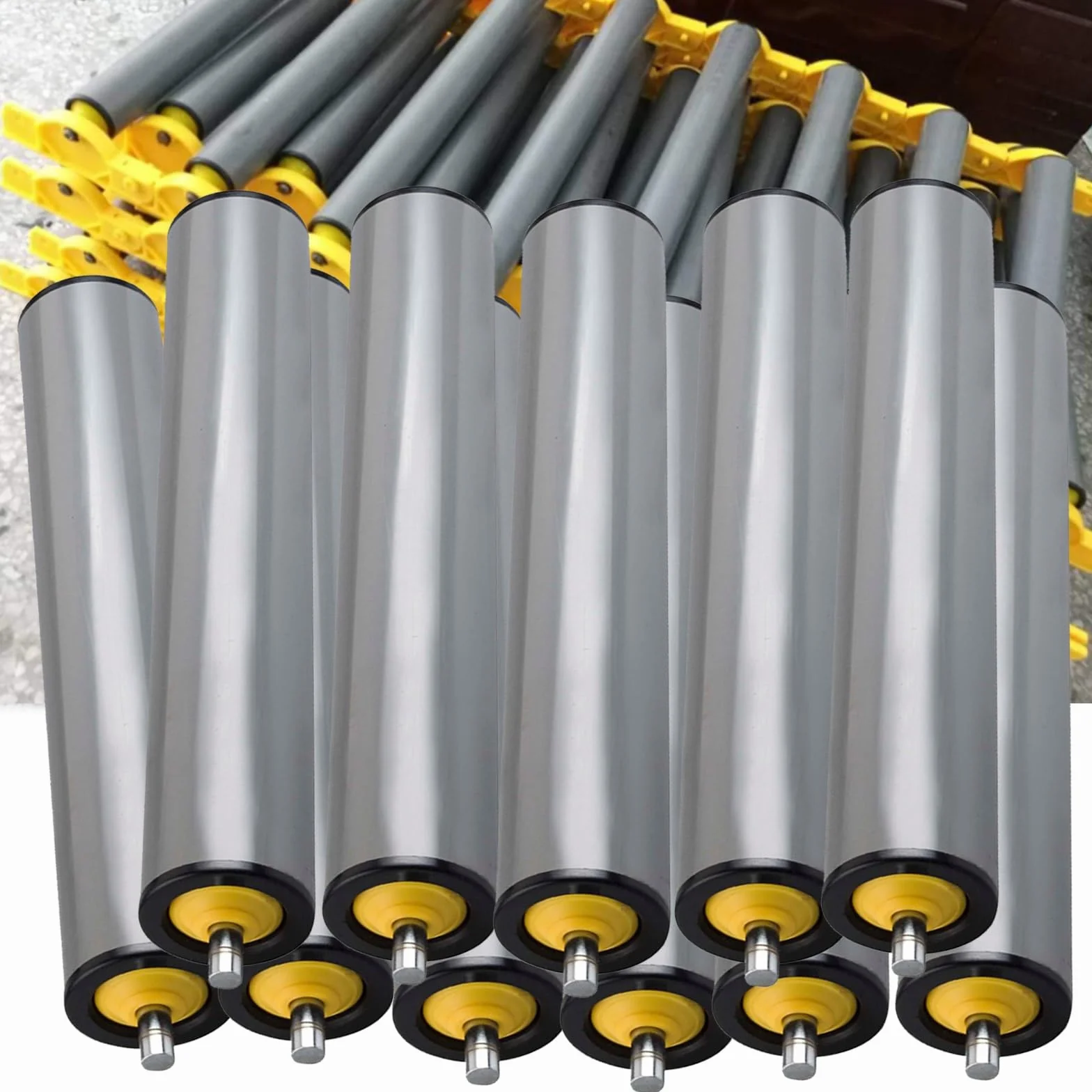 Confezione da 11 rulli per nastri trasportatori industriali in PVC, rullo di ricambio da 6,1 cm, 2 cm, 3,8 cm, 3,3 cm, 2,5 cm, 3,8 cm, 3,8 cm, lunghezza 300 mm, rullo gravitazionale di lunga durata
