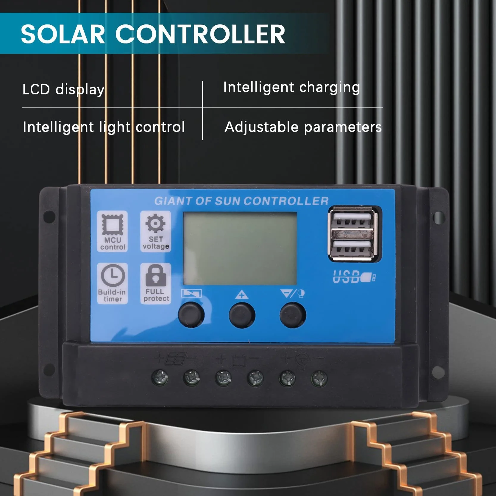 Barabesty Caricabatteria da Pannello Solare da 30W 12V + Controller 40A per, Barca, Casa,