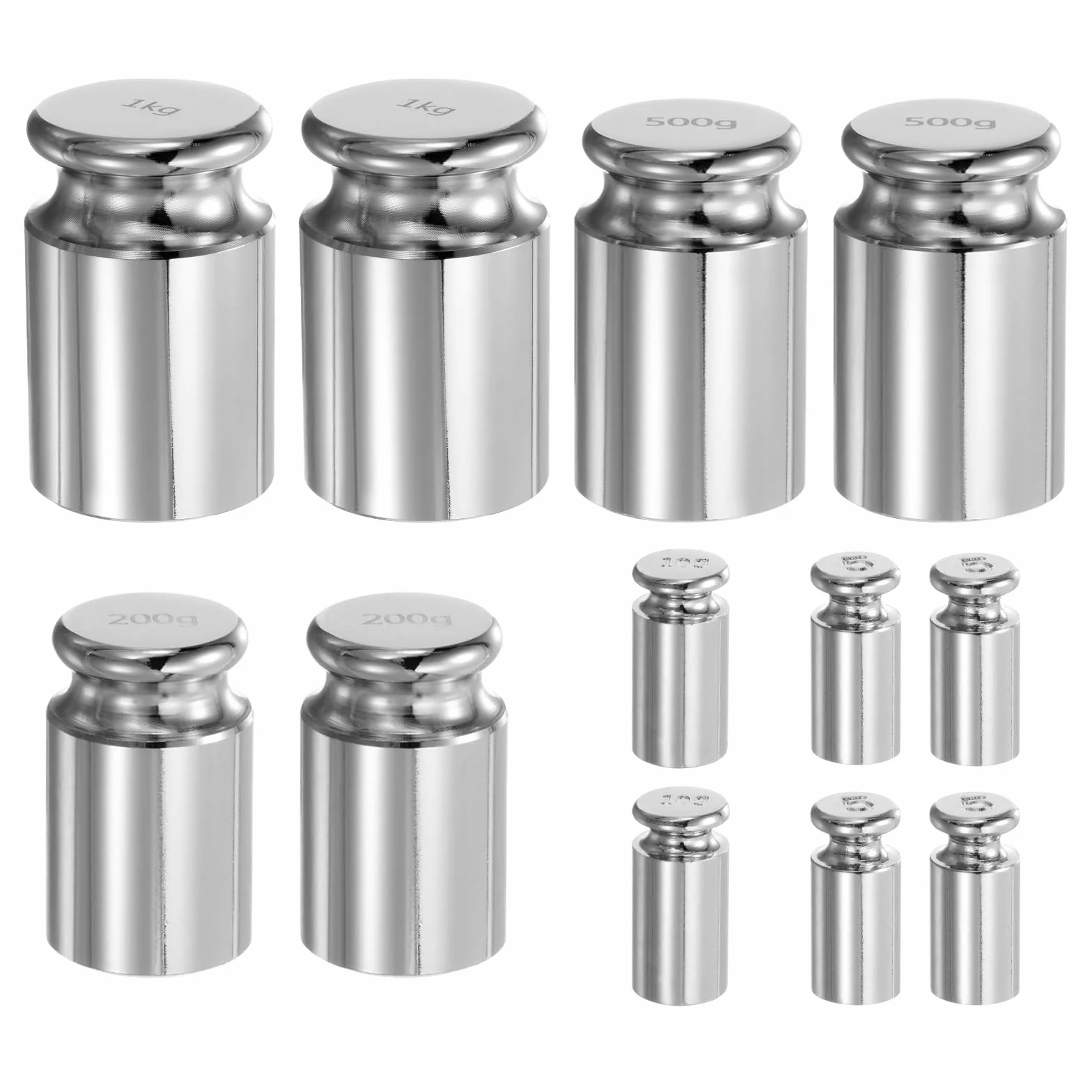 QUARKZMAN 12pz Set di Pesi di Calibrazione 5g 10g 200g 500g 1kg M1 Acciaio Cromato di Precisione per Bilance Digitali