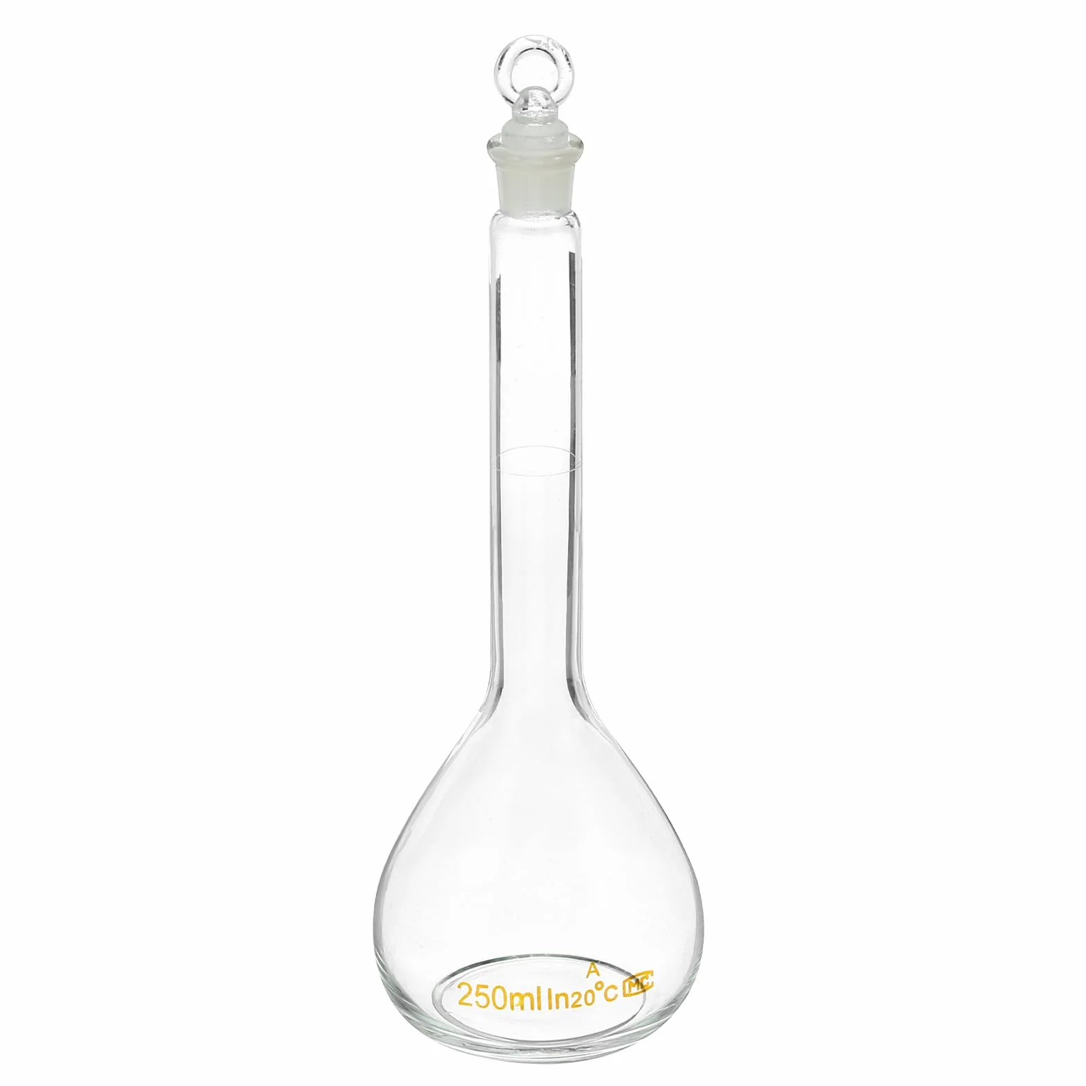 PATIKIL Matraccio Graduato da 250ml, Matraccio Graduato Graduata in Vetro Borosilicato 3.3 con Tappo in Vetro Tolleranza 0.10ml per Esperimenti di Laboratorio, Trasparente