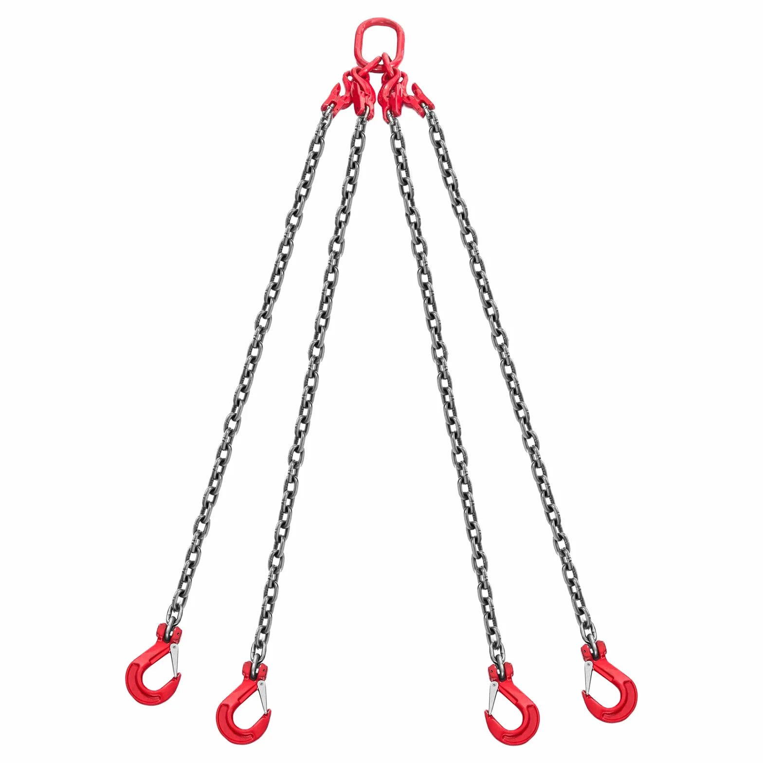 VEVOR Catene di Sollevamento con Ganci, Cinghia di Sollevamento a Catena, 10 mm x 3 m con Ganci di Presa a 4 Gambe, Catena per Gru in Lega di Acciaio G80, Capacità di 10,4 T, per Traino del Carico