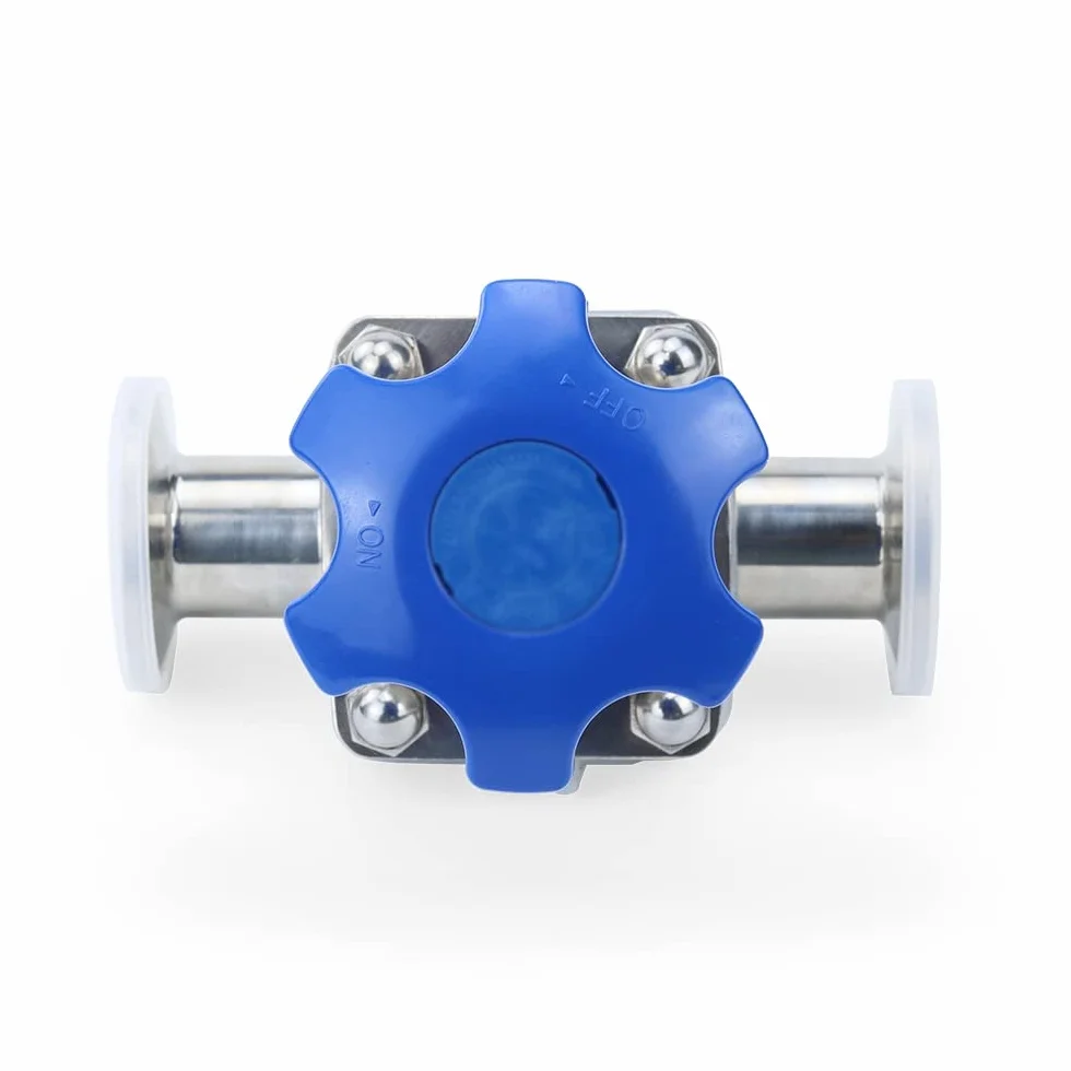 Valvole, 1/2" 3/4" 1" 1-1/4" Tubo OD 19mm 25mm 32mm DN20 Acciaio Inossidabile 316L Valvola A Membrana Sanitaria 1.5" Tri-Clamp Ferrule OD 50.5mm 1PC (Color : White Handle, Size : DN25 x Ferrule 50.5