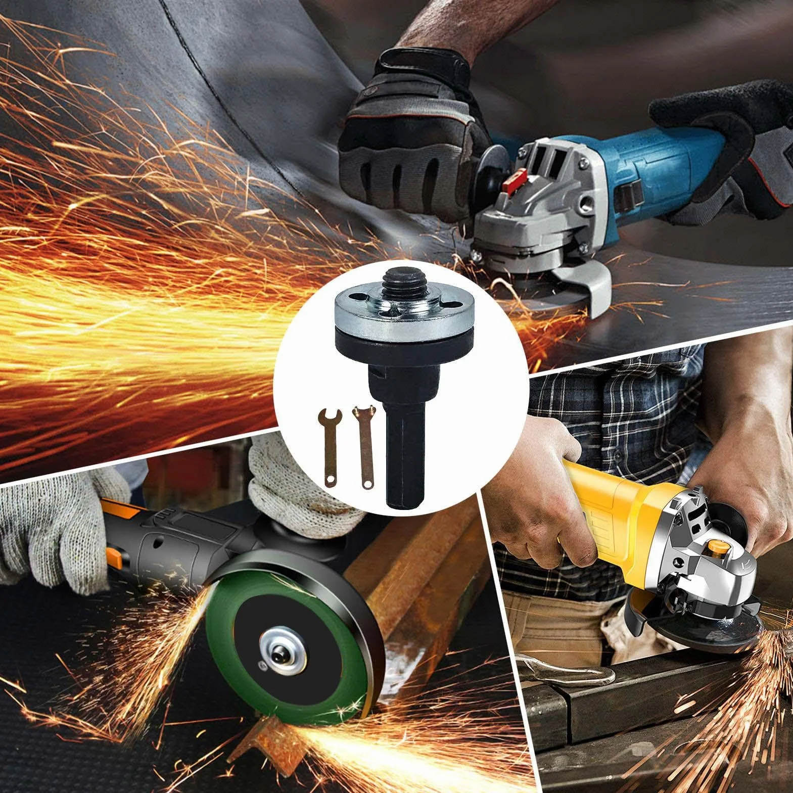Set di Collegamento per Trapano Smerigliatrice Angolare,Adattatore Per Smerigliatrice Angolare Con Chiave - Accessorio Regolabile Per Dischi Abrasivi Su Metallo Legno Pietre