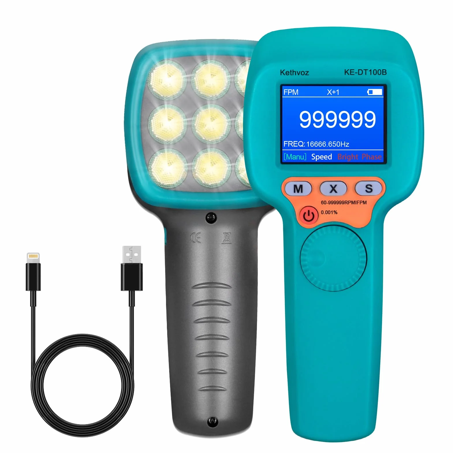 Stroboscopio manuale, Kethvoz, contagiri digitale a LED, 1500LUX, misurazione senza contatto, per macchine da stampa HVAC