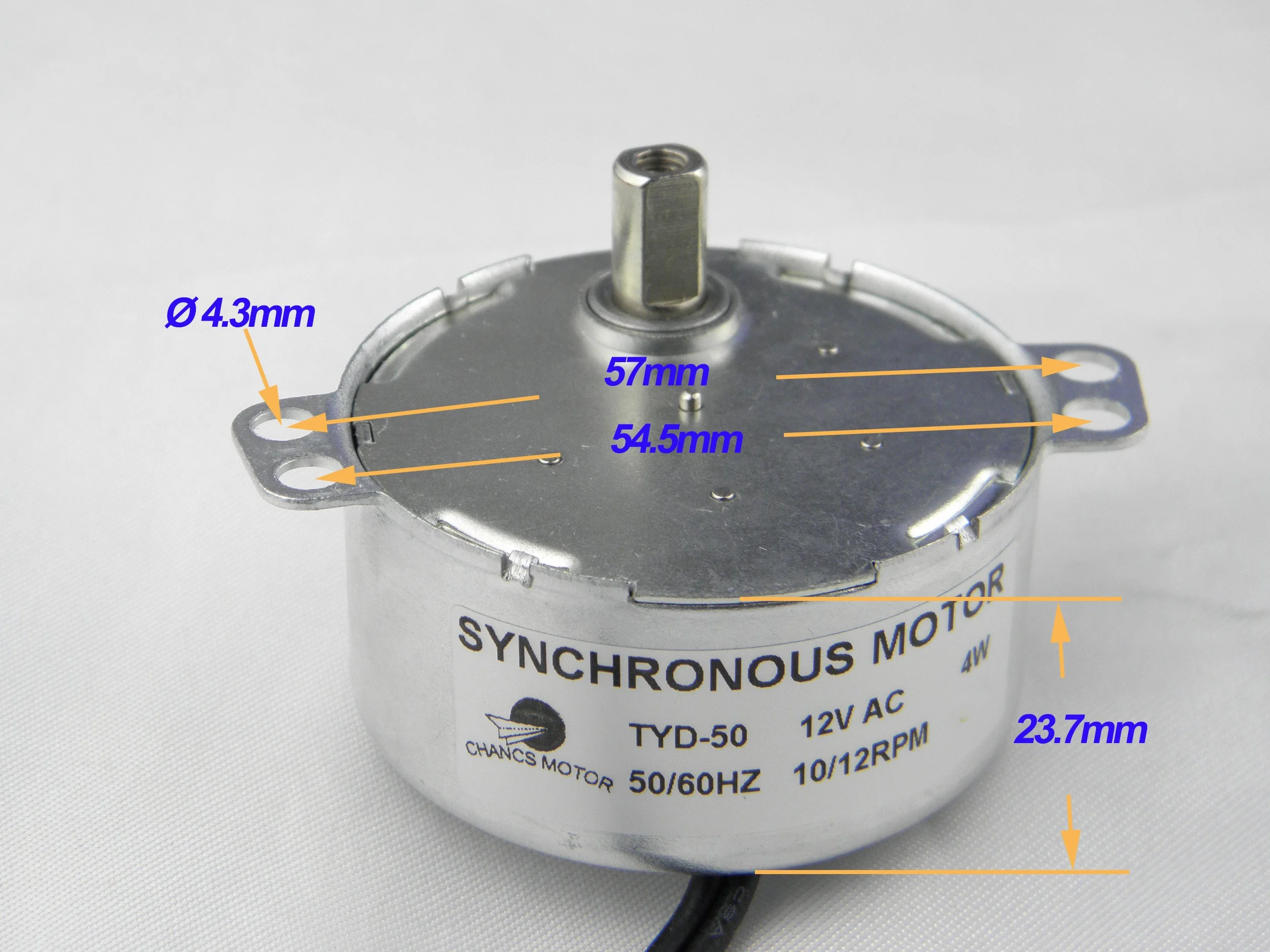 CHANCS TYD-50 Motore sincrono 12V AC 10-12RPM CCW 4W Albero Piatta Motore a tavola Rotante