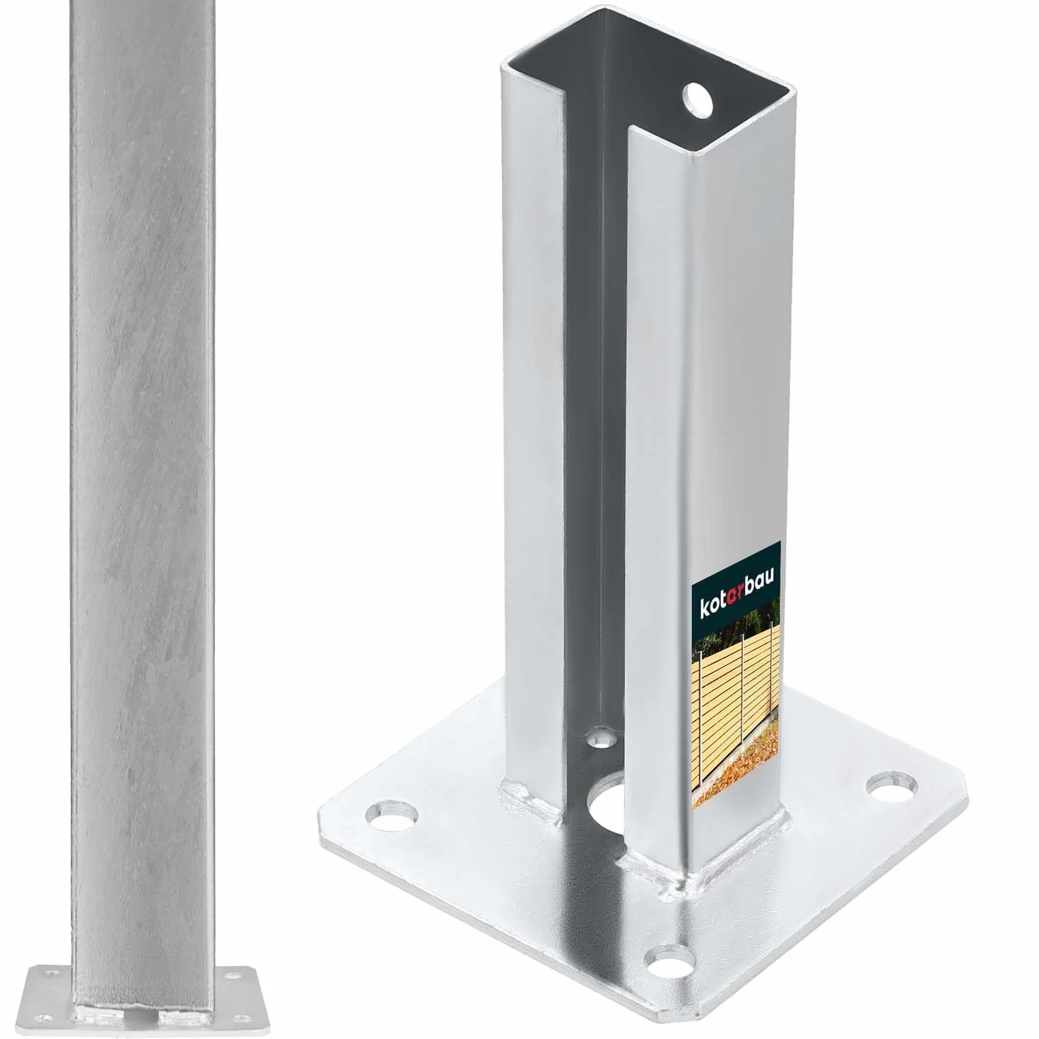 KOTARBAU® Fissaggio Pali - Supporto per Pali - da Avvitare - Acciaio Zincato - 60x40 mm - Argento - Staffa Travi - Supporto Palo