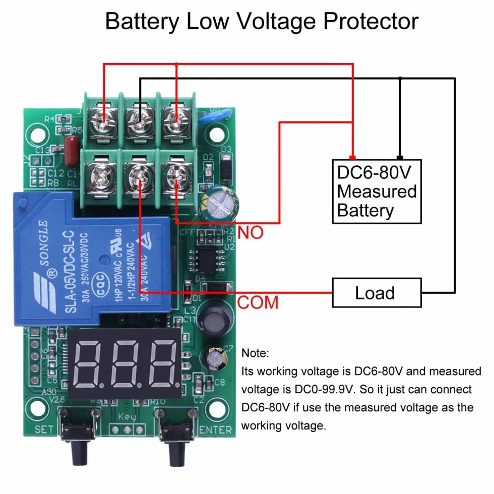 Modulo Monitoraggio Tensione,CC 99,9 V Scheda Controllo Tensione per Controllo Sottotensione di Sovratensione e Rilevamento da Tensione