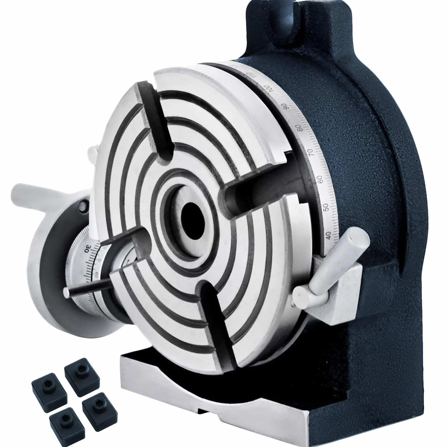 VEVOR Tavola Rotante 150 mm, Set di Piastre di Separazione a 360 Gradi, con Dimensioni di Base Orizzontali 180 x 170 mm, Altezza 80 mm, argento