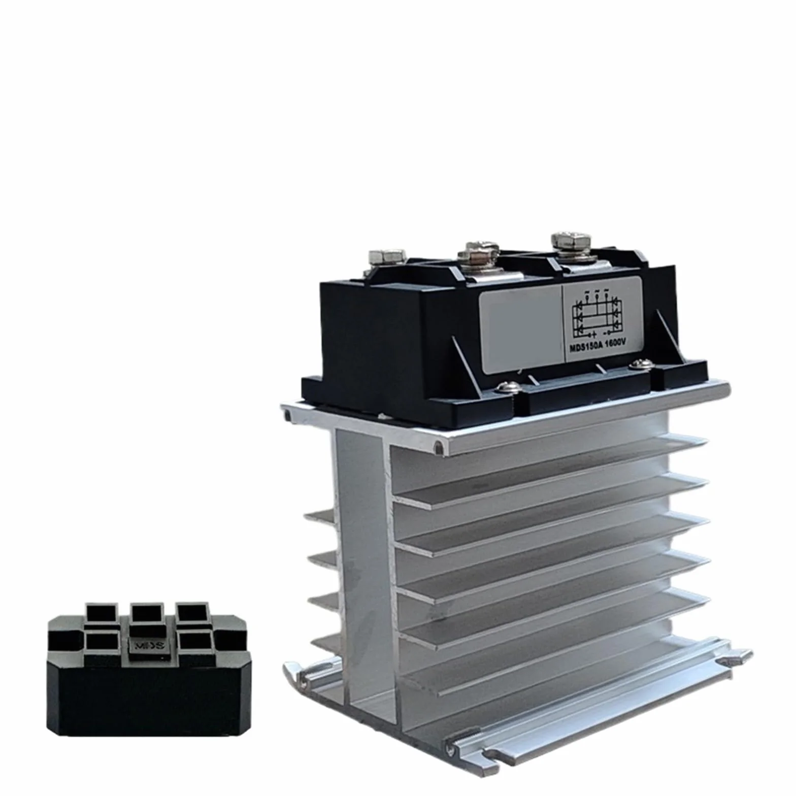 1 pz 100A Raddrizzatore a Ponte MDS 60A 150A 200A 1600 V Modulo Diodo a Onda Intera Raddrizzatore Trifase con Dissipatore di Calore in Alluminio(200A)