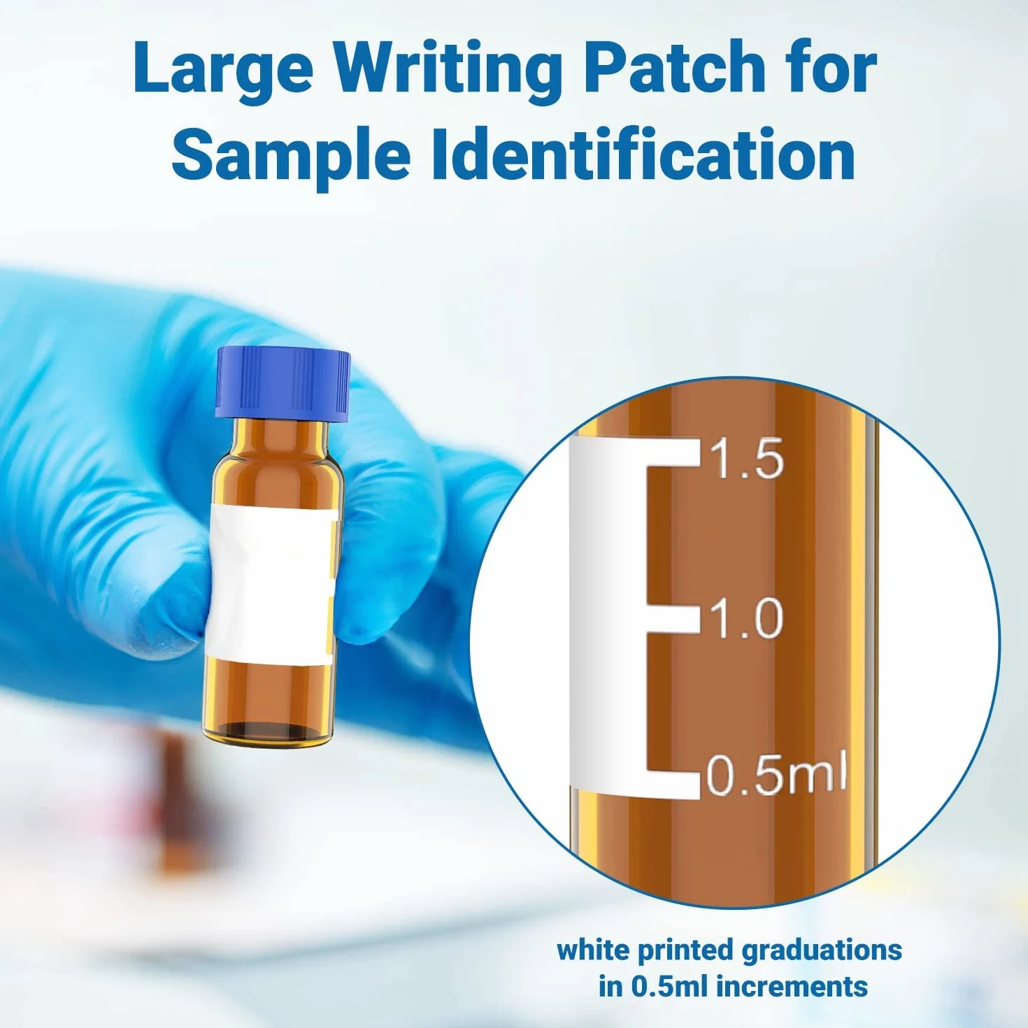 Confezione da 100 Fiale per Autocampionatore da 2 Ml - Vial per HPLC 9-425 Vial Color Tappi Un Vite Blu, Setti Rossi