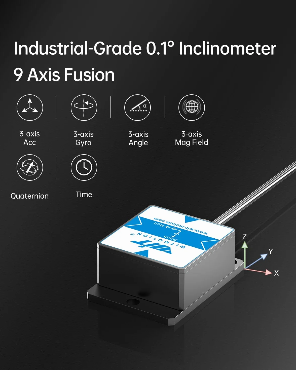 [Industrial-Grade 0.1° Inclinometer] HWT901B-RS232 3-axis Accelerometer+Gyroscope+Inclinometer+Digital Compass+Air Pressure+Altitude, 9-axis MPU9250 IMU Module