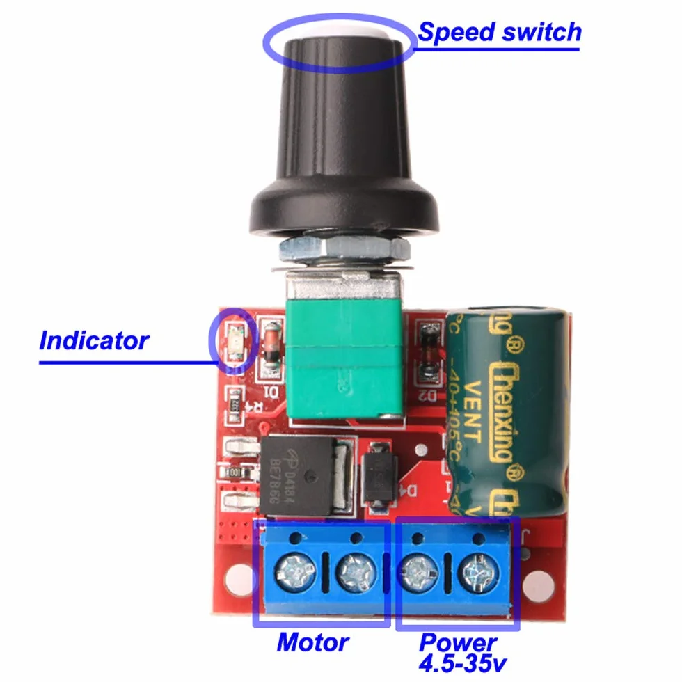 Gebildet 2pcs Mini Controller di Velocità PWM Motore DC, Modulo Interruttore Regolabile Velocità 5V-35V 5A DC, Regolatore di Tensione Variabile 6V 12V 24V