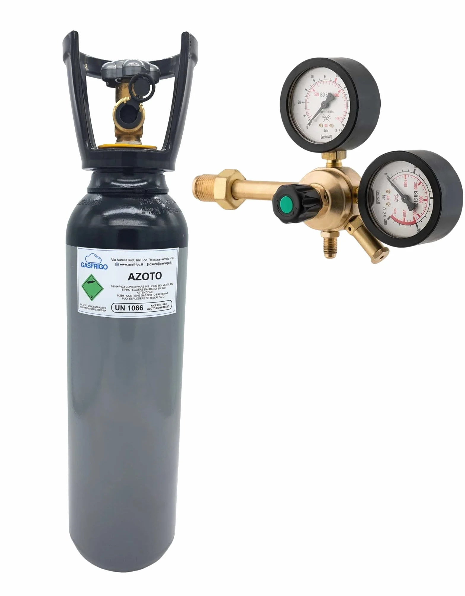 BOMBOLA AZOTO 5 LT CON CARICA 1 MC con RIDUTTORE DI PRESSIONE - MADE IN ITALY-E' UN PRODOTTO PROFESSIONALE