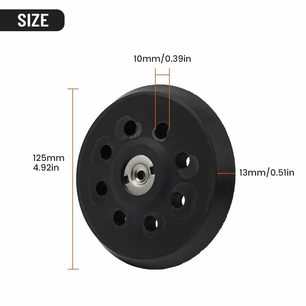 Platorello abrasivo per Metabo SXE 325 & Intec 425 – Piastra posteriore in poliuretano ad alta elasticità (125 mm, 8 fori, 13 mm di spessore)