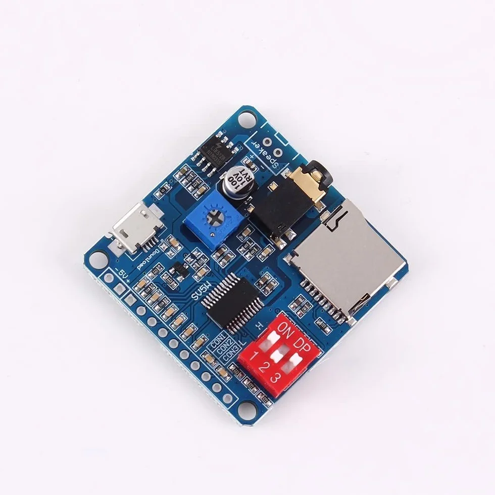 Modulo Riproducibile Vocale DY-SV5W,Moduli Riproduzione Vocale UART I/O Trigger Amplificatore classe D 5W SD/TF Card Play Serial Port Control Playback Compatibile