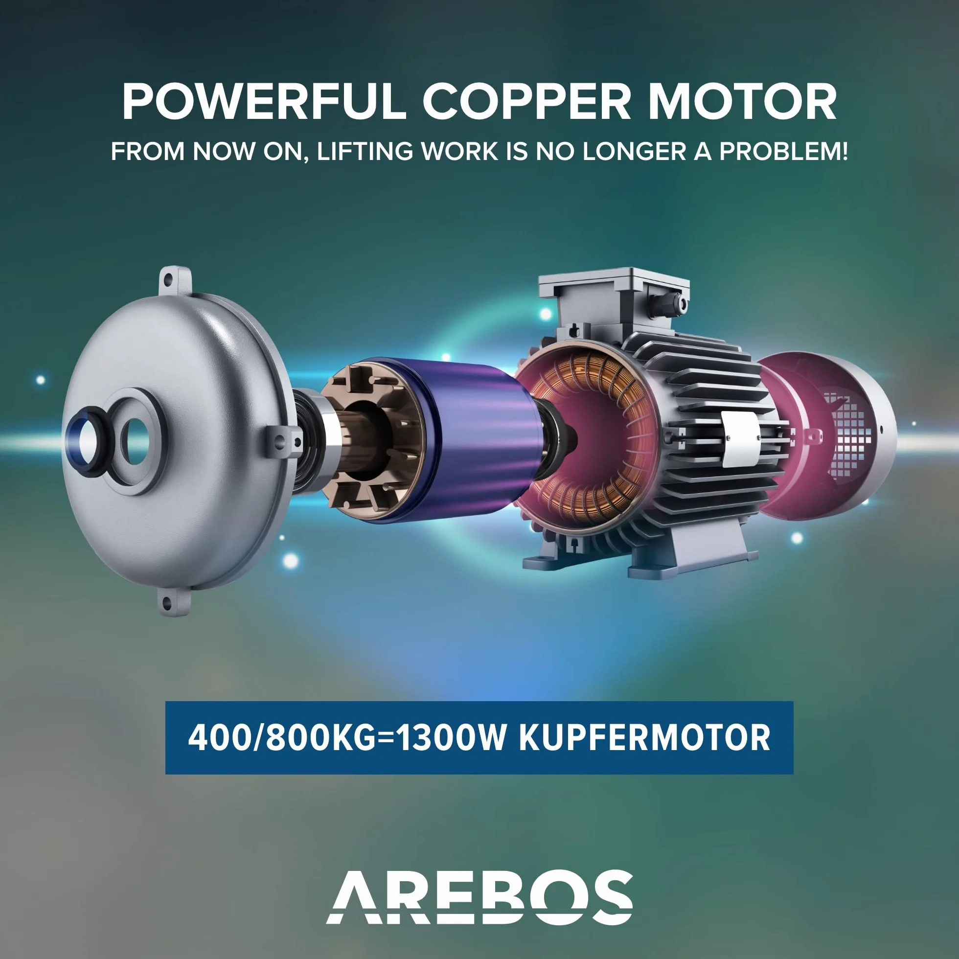 Arebos Paranco Elettrico | 400/800 kg | 1300W | Verricello Elettrico | Montacarichi da Balcone con Telecomando | altezza di sollevamento 12m | Verricellomontacarichi di Sollevamento