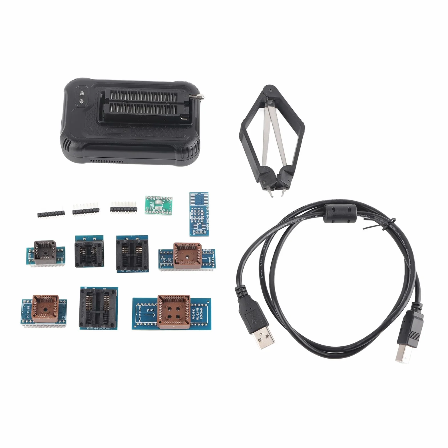 ViaGasaFamido Programmatore Universale USB, TL866II Plus Programmatore Universale USB con 10 Adattatori Supporta la modalità Multiprogrammazione (su, Circuiti Logici Programmabili