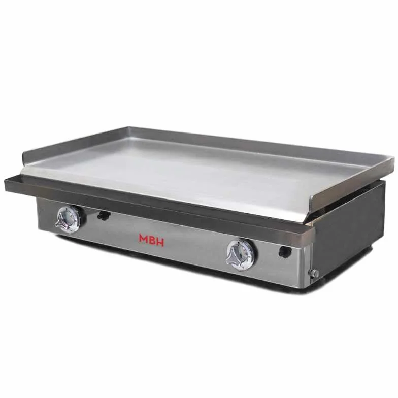 MBH - Fry Top a Gas Professionale 80 cm per Ristorazione. Piastra di Cottura da Banco in Acciaio. Plancha a Gas Industriale per Bar e Ristorante - Made in Spain