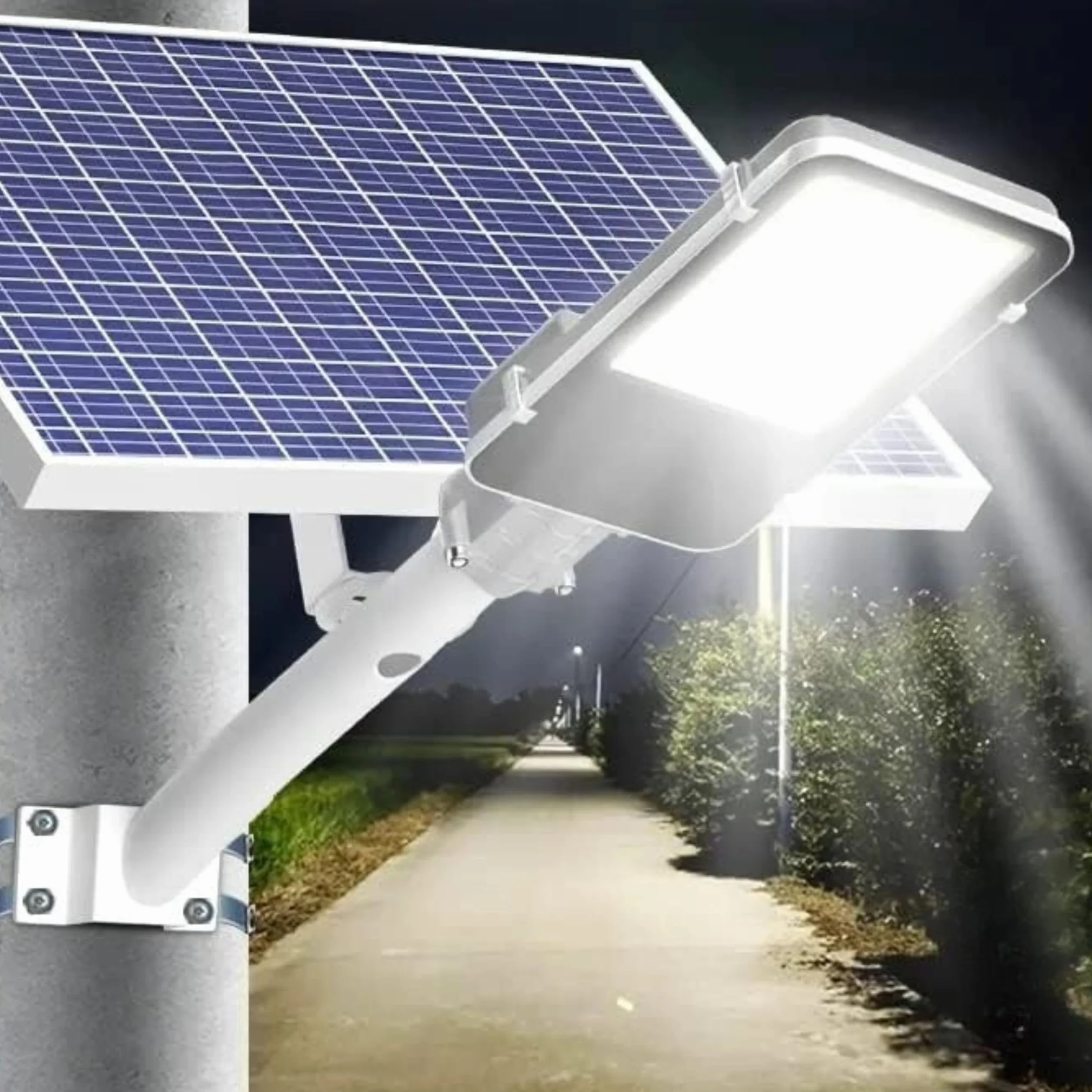 YASTA Palo Per Lampione Solare 48 Cm Staffa Bianca Per Lampione Stradale Palo Antenna TV Supporto Per Faro Led Da Esterno Stradale Braccio Per Muro Parete (2)