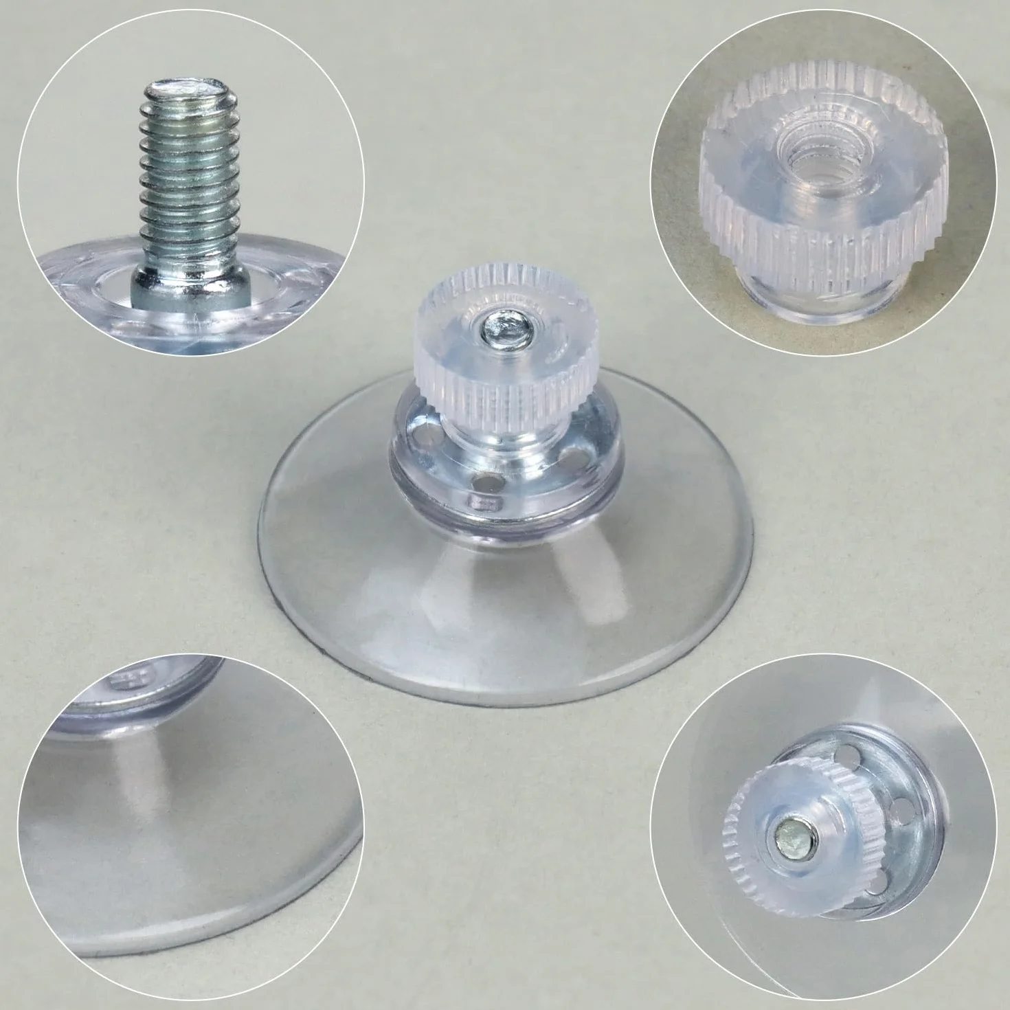QWORK® 12 pezzi ventose con filetto Ø30mm - Ventose trasparenti con dado zigrinato per disco orario, parasole & decorazioni - Ventose adesive resistenti senza foratura per vetro, piastrelle & metallo
