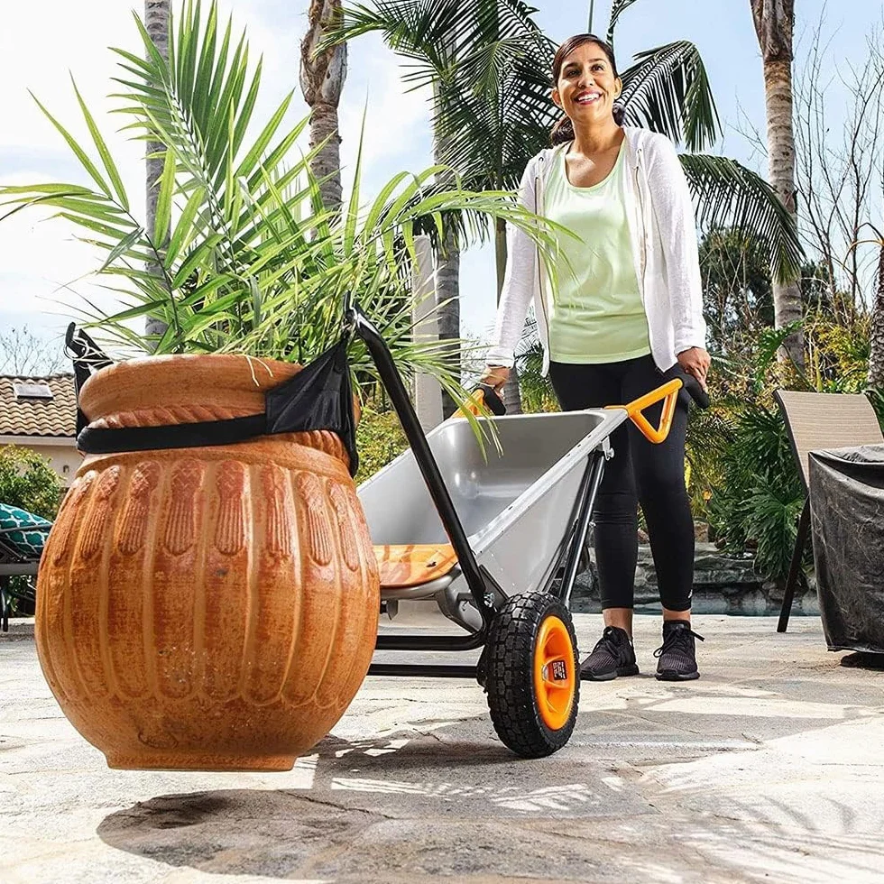 Worx WG050 Carriola Multifunzione a Due Ruote, Porta Sacchi, Porta Fusti, Trasporto Sassi, Trasporto Vasi, Capacità di Carico Max 136kg