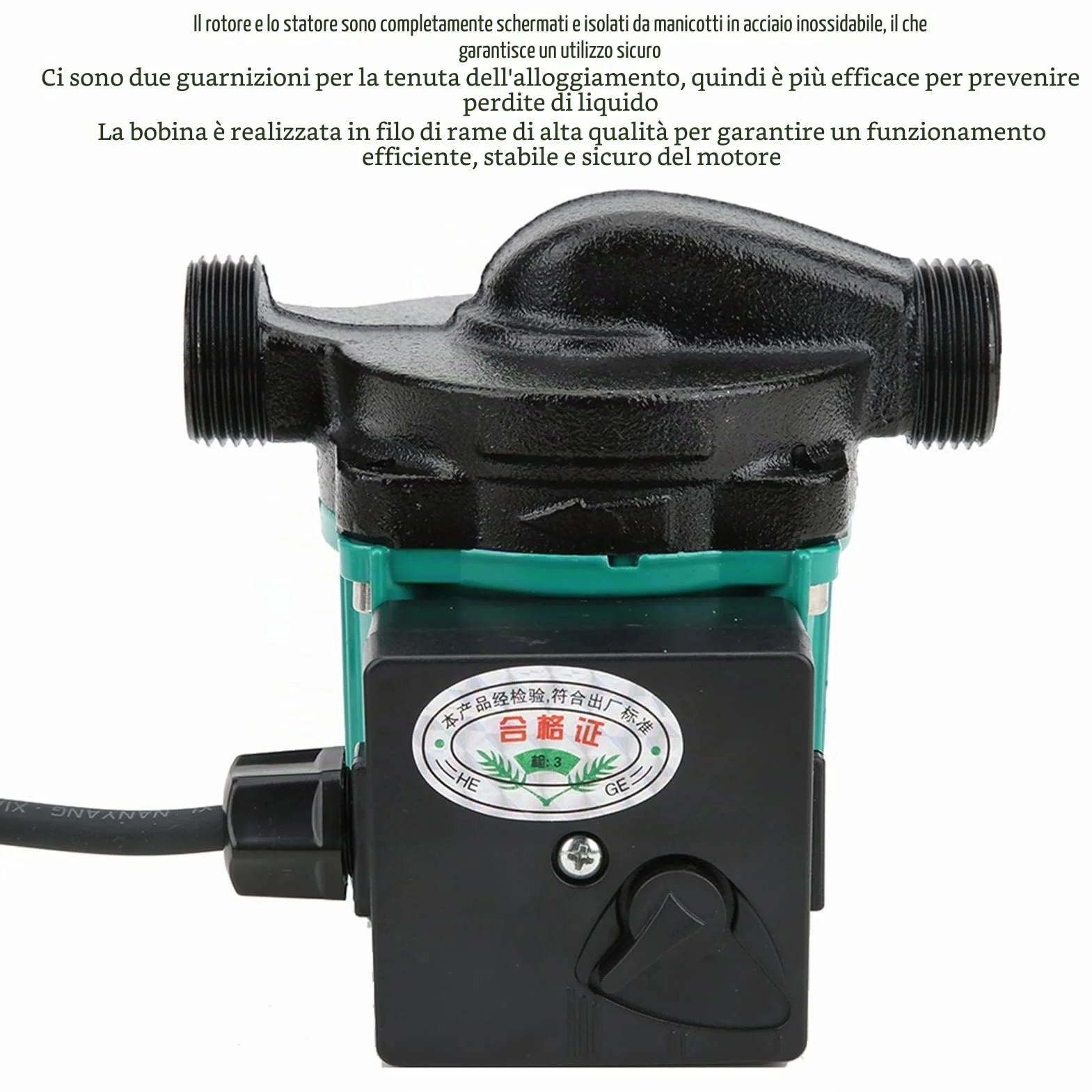 Garosa Pompa Booster Pressione 220V 100W, Pompa di Ricircolo Acqua Calda per Riscaldamento, 3/4", Circolatore Idraulico Silenzioso