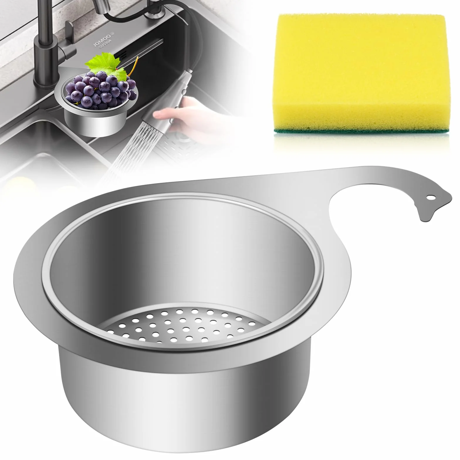 HOTUT Cestello per Lavello A Forma di Cigno in Acciaio Inossidabile, Cestello Per Lavello Ad Angolo Per Filtro, Sink Strainer Basket Rubinetto Cestino filtro da appendere per Lavaggio Frutta e Verdura