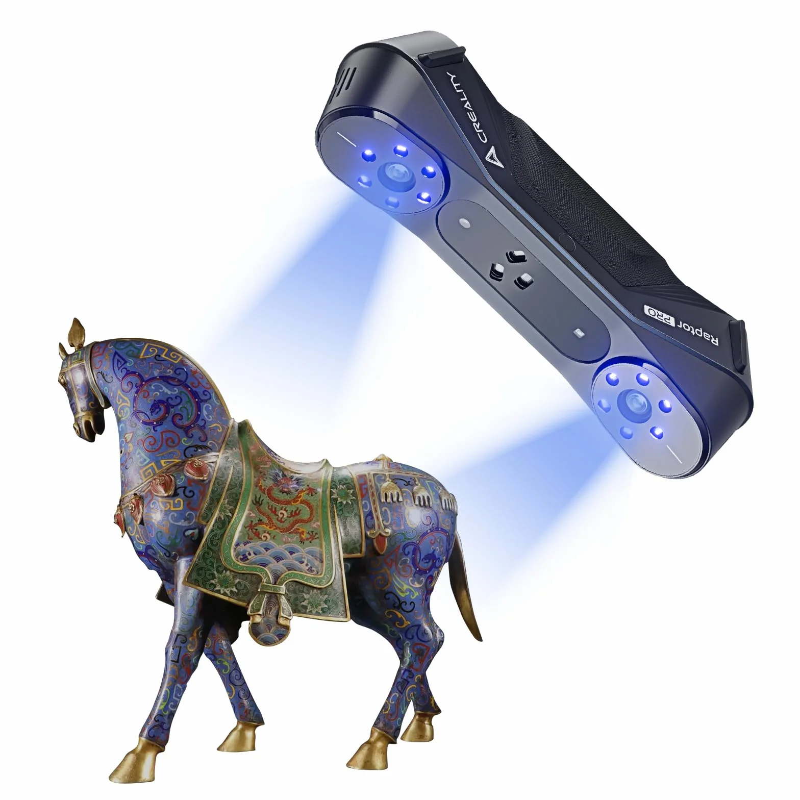 Creality Scanner 3D Raptor Pro, 22+7 Laser Blu & Scanner Manuale NIR, Precisione 0.02mm, Alta Velocità 60fps & Oggetti da 5mm a 4m, Scansione Colori Completi 24-Bit per Windows macOS