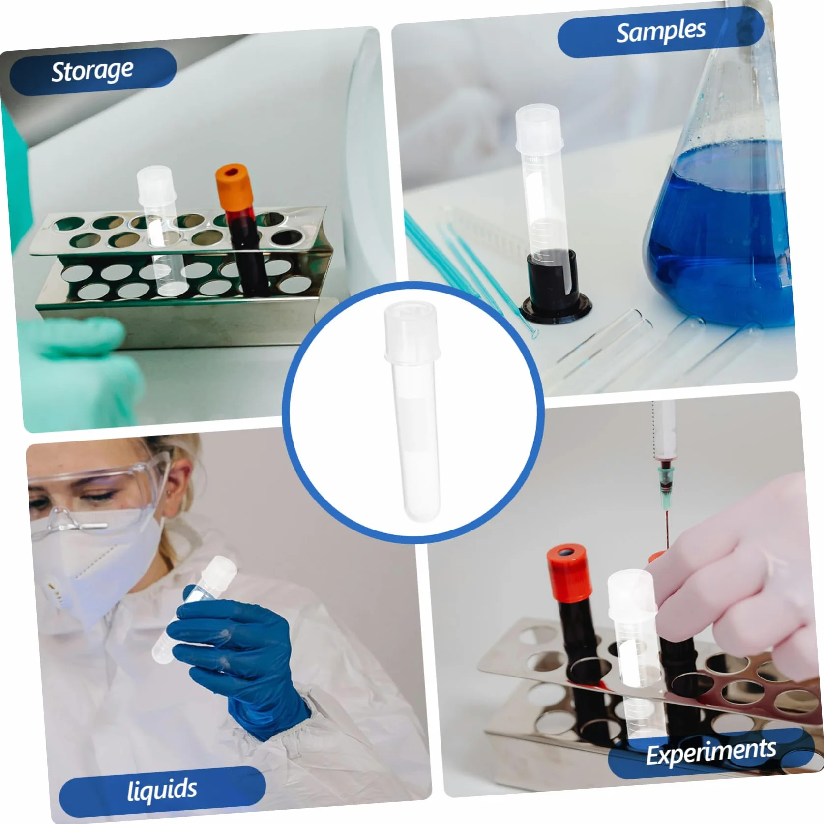 Tubo Di Cultura Con Coperchio Provette Da Laboratorio per Campioni Liquidi 10 pezzi